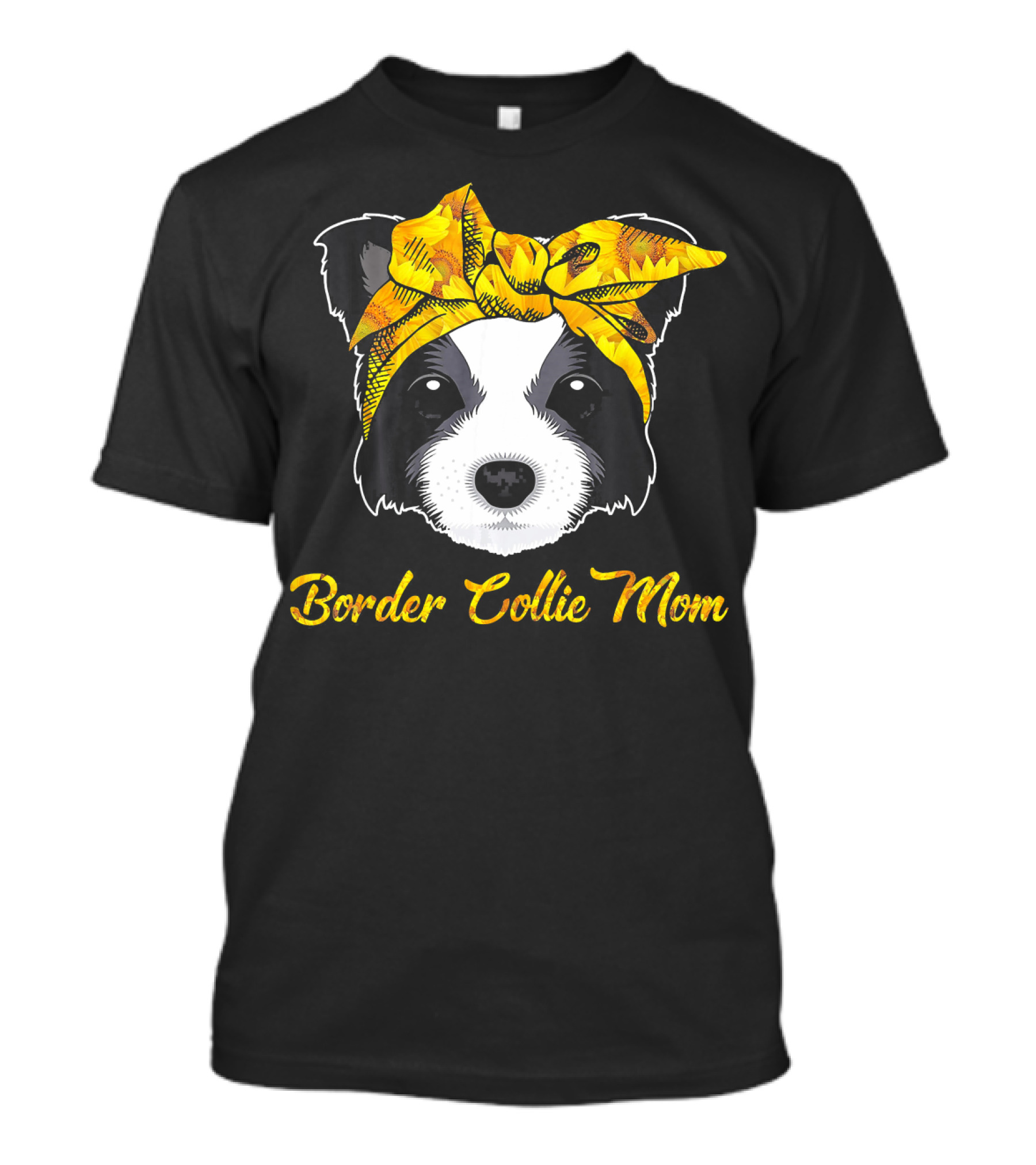 Border Collie Mom Sunflower Bandana T-Shirt