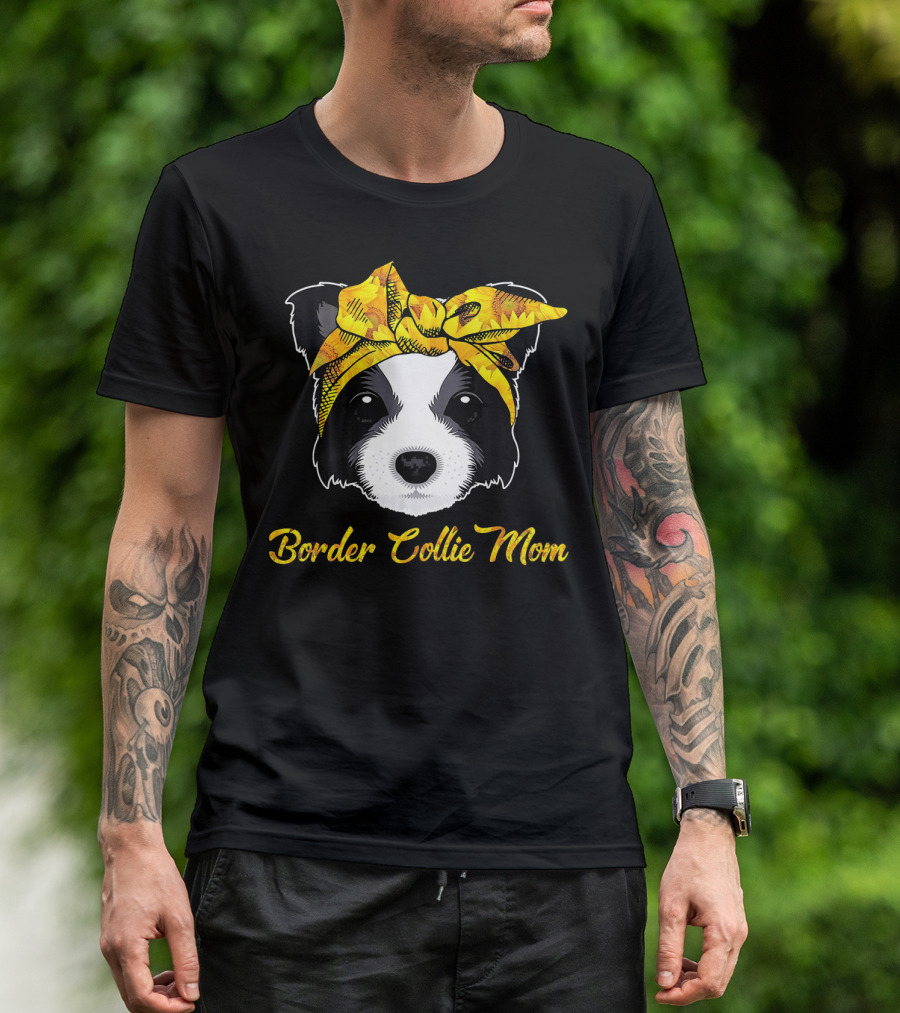 Border Collie Mom Sunflower Bandana T-Shirt