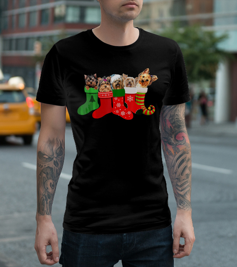 Yorkie Dog Lovers Christmas Stocking Cute Funny T-Shirt