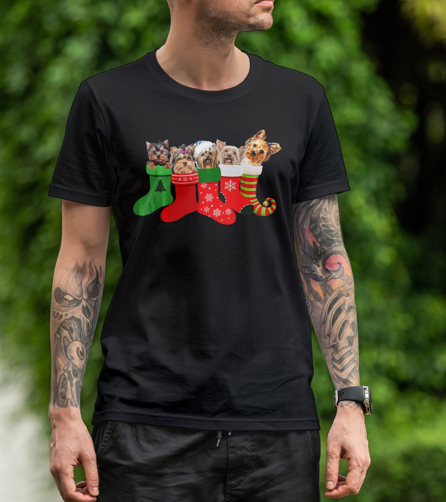 Yorkie Dog Lovers Christmas Stocking Cute Funny T-Shirt