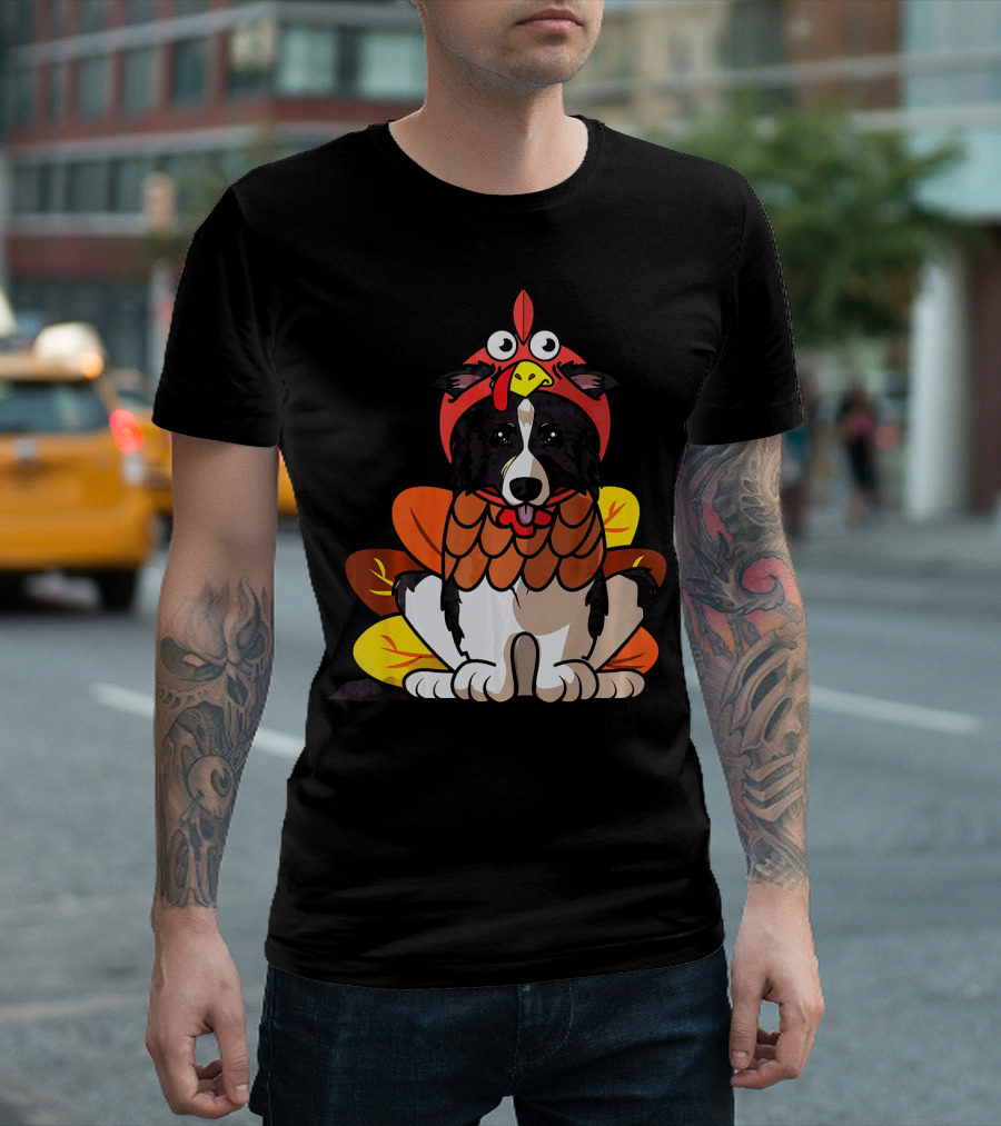 Funny Border Collie Thanksgiving Dog Turkey T-Shirt
