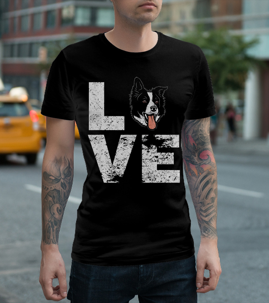 LOVE Border Collie Head T-Shirt