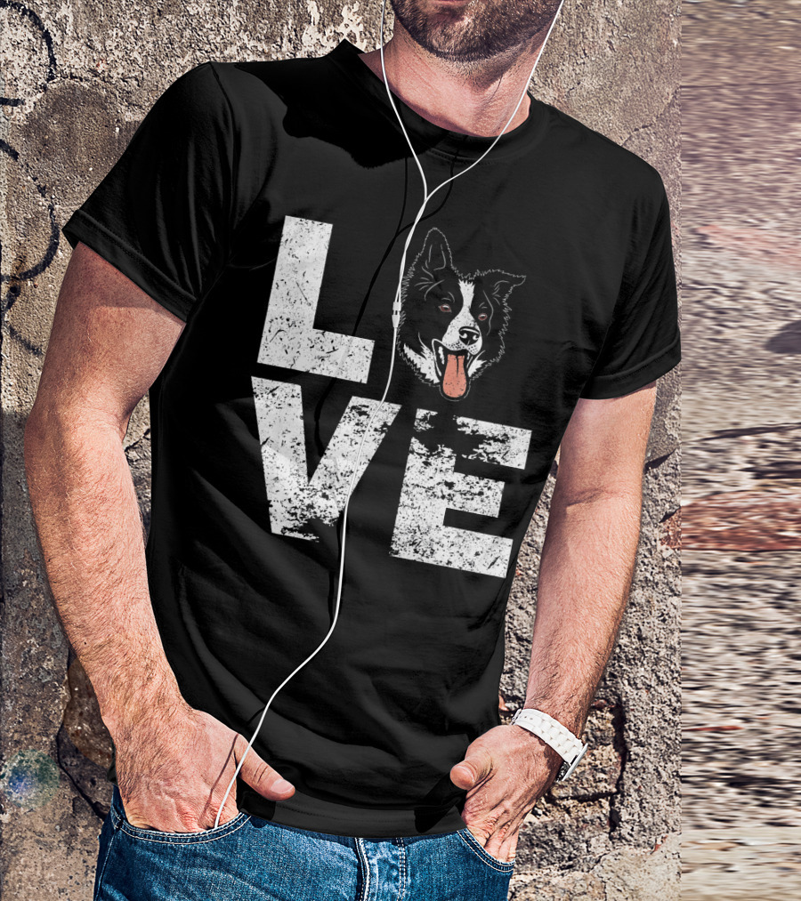 LOVE Border Collie Head T-Shirt