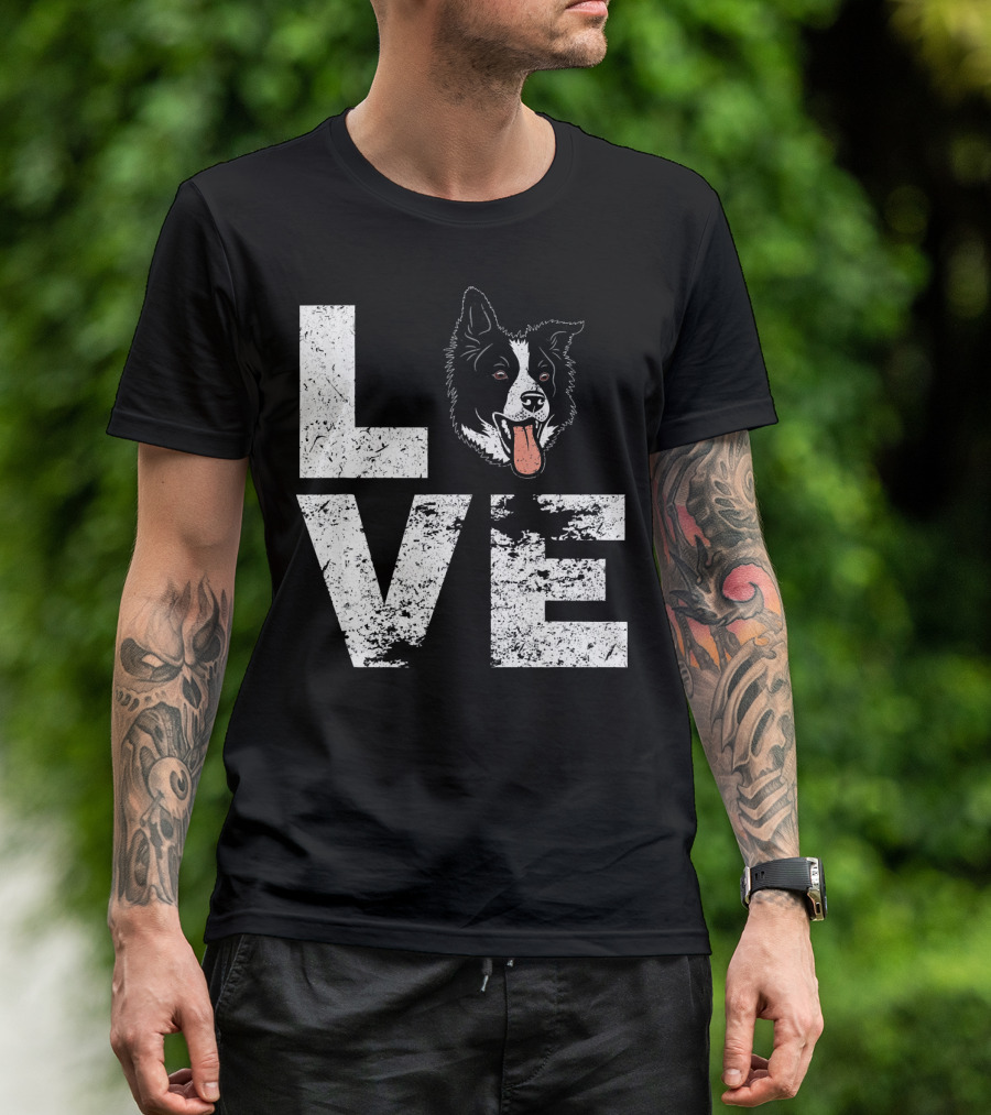 LOVE Border Collie Head T-Shirt