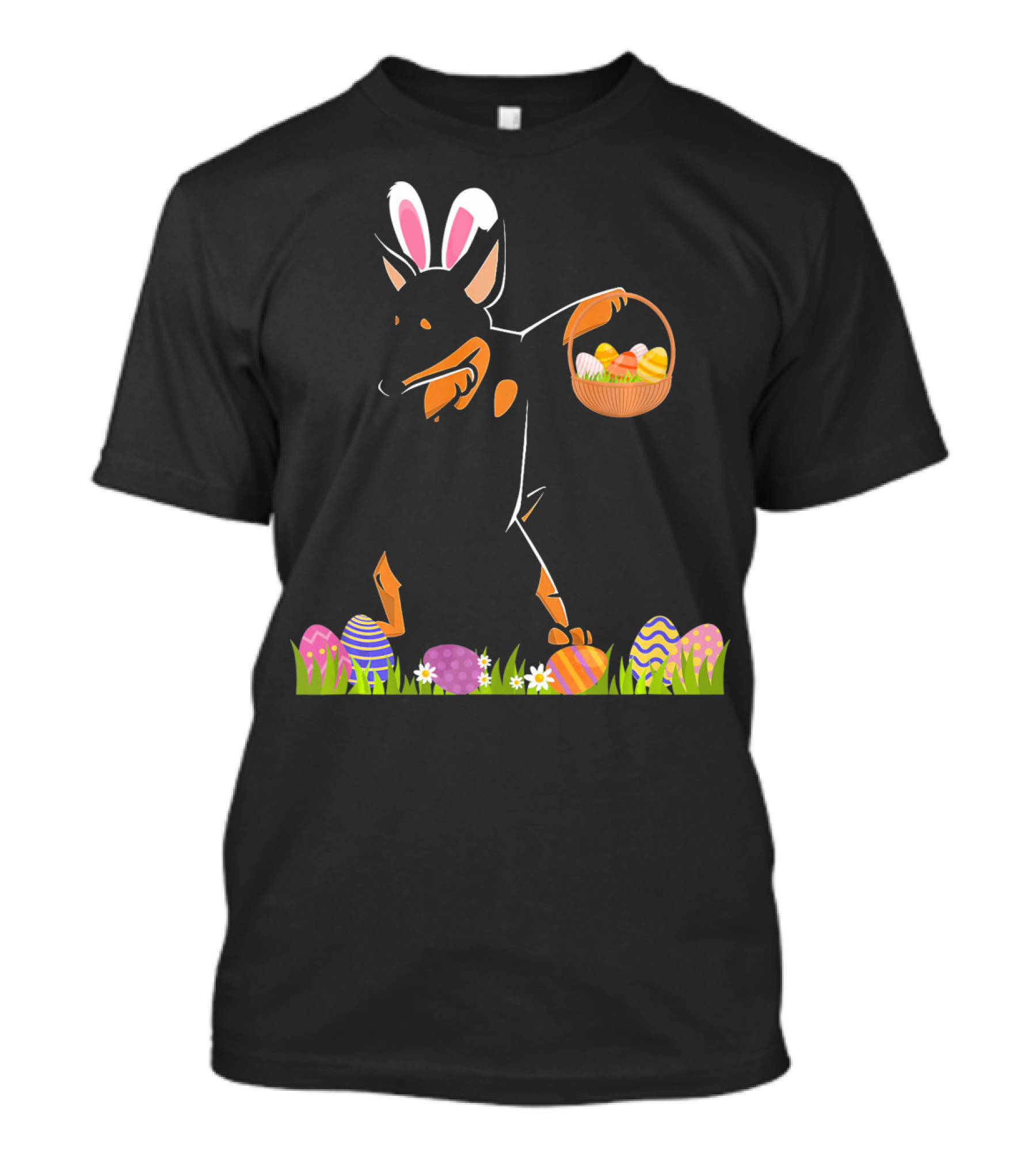 Funny Miniature Pinscher Dog Dabbing With Easter Eggs And Bunny Ears T-Shirt