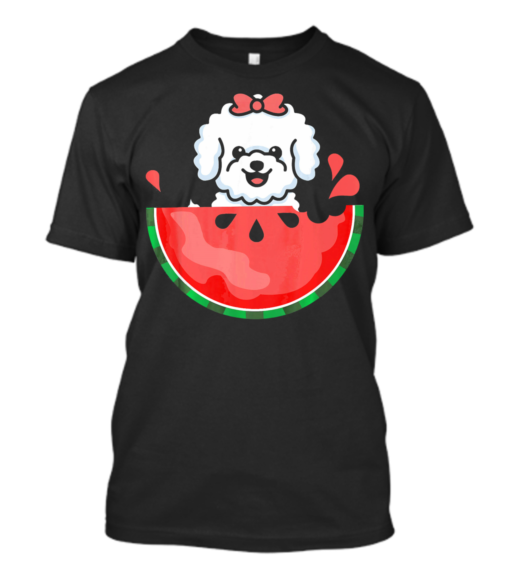 Watermelon With Bichon Frise Summertime Delight T-Shirt