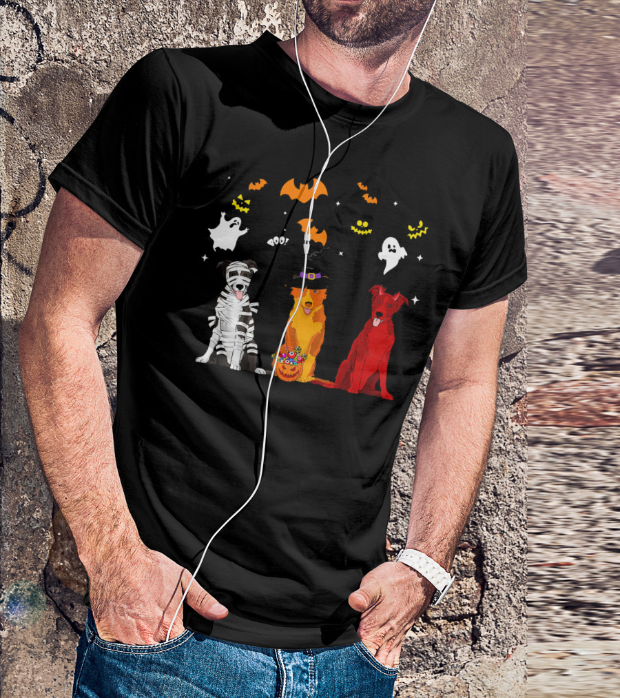 Halloween Border Collie Dogs Lovers Mummy Witch Ghost Bats Pumpkin T-Shirt