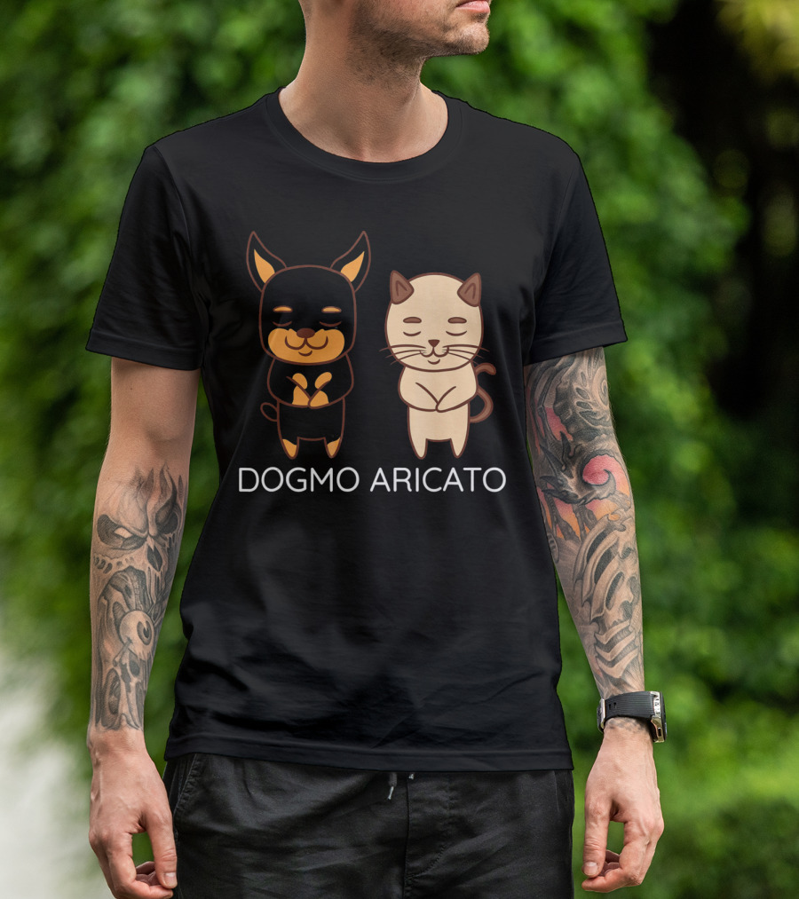 Dogmo Aricato Funny Miniature Pinscher With Cat T-Shirt