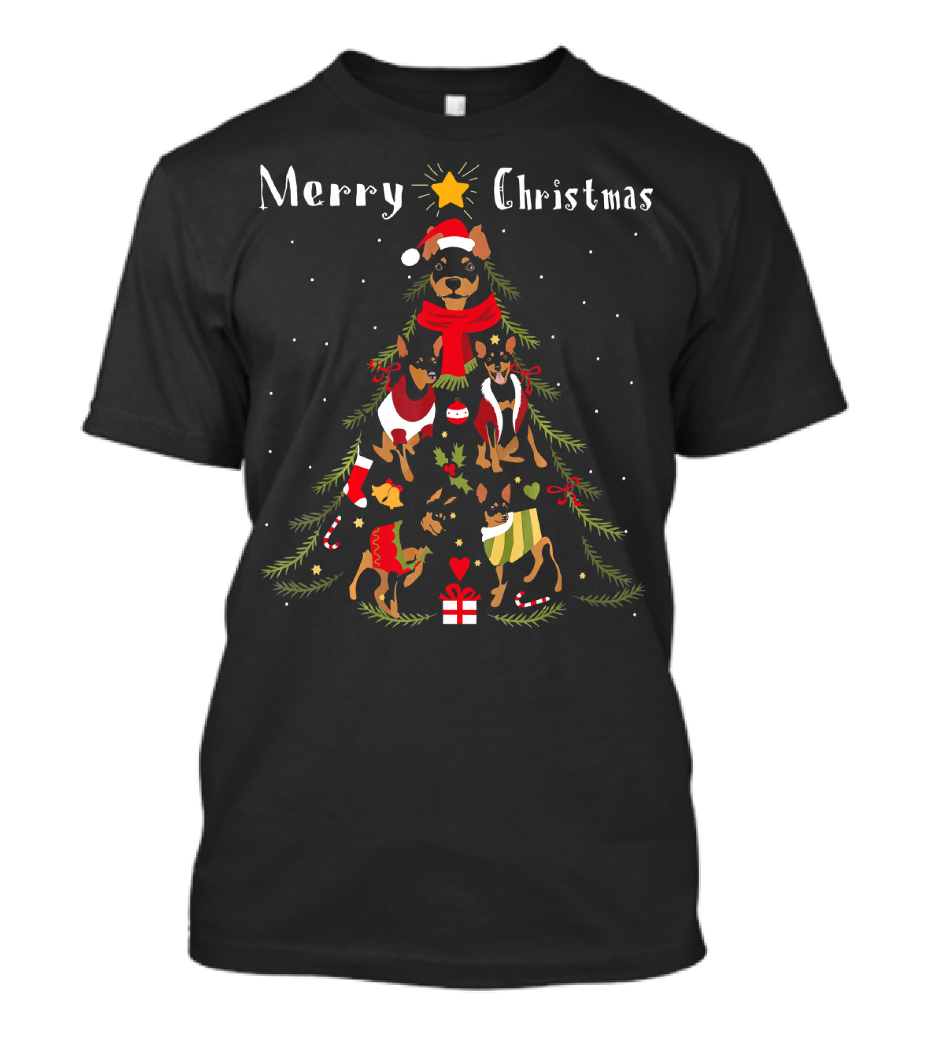 Merry Christmas Miniature Pinscher Tree T-Shirt