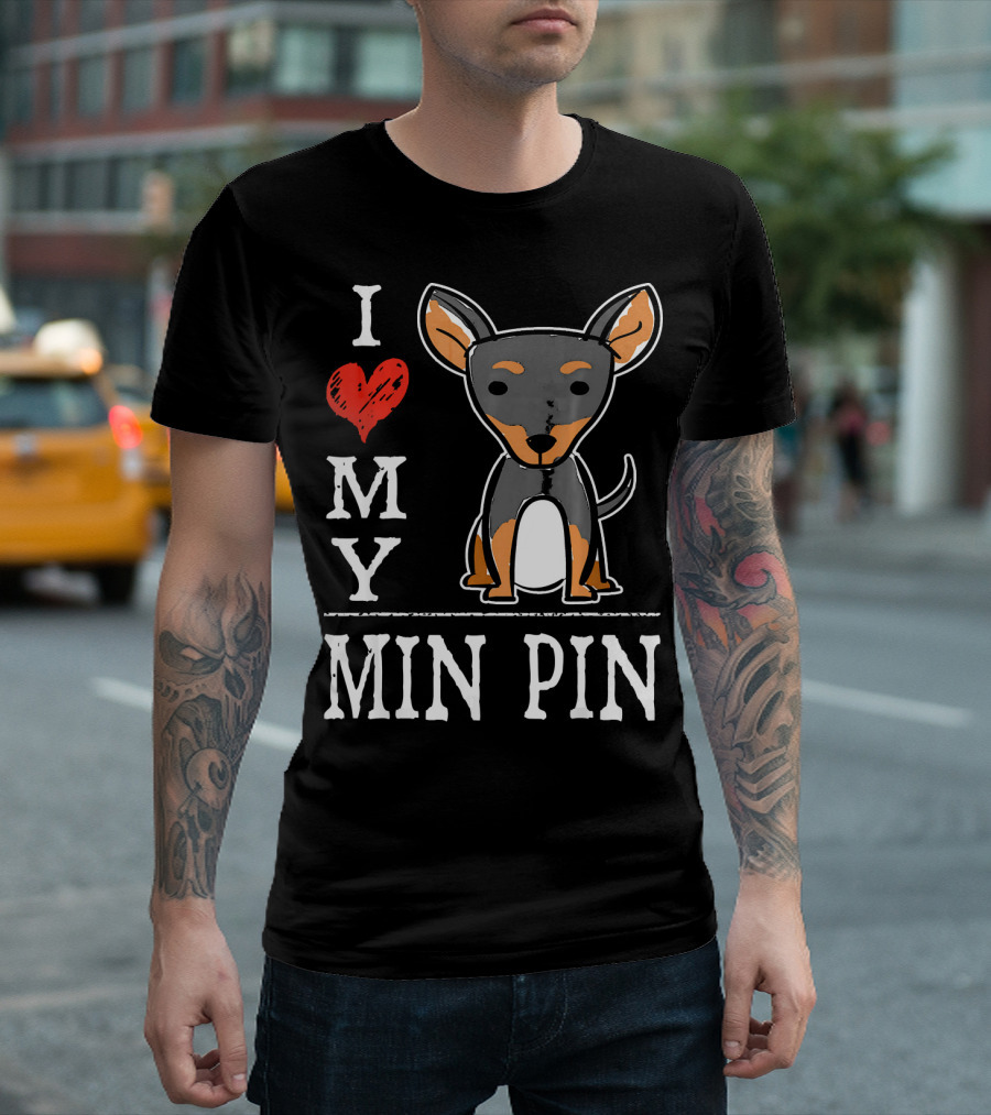 I Love My Min Pin Cute Cartoon Mini T-Shirt
