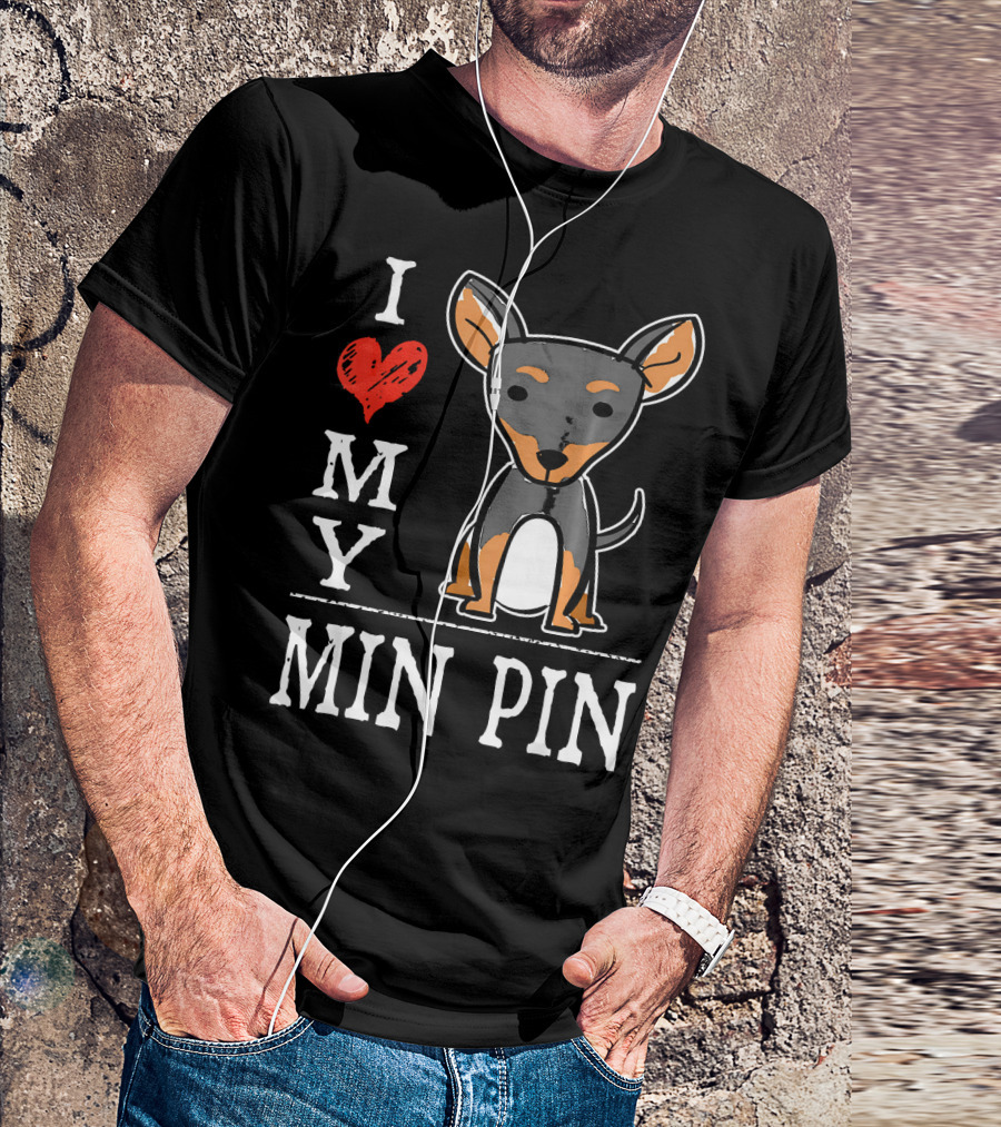 I Love My Min Pin Cute Cartoon Mini T-Shirt
