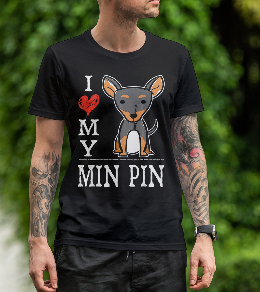 I Love My Min Pin Cute Cartoon Mini T-Shirt