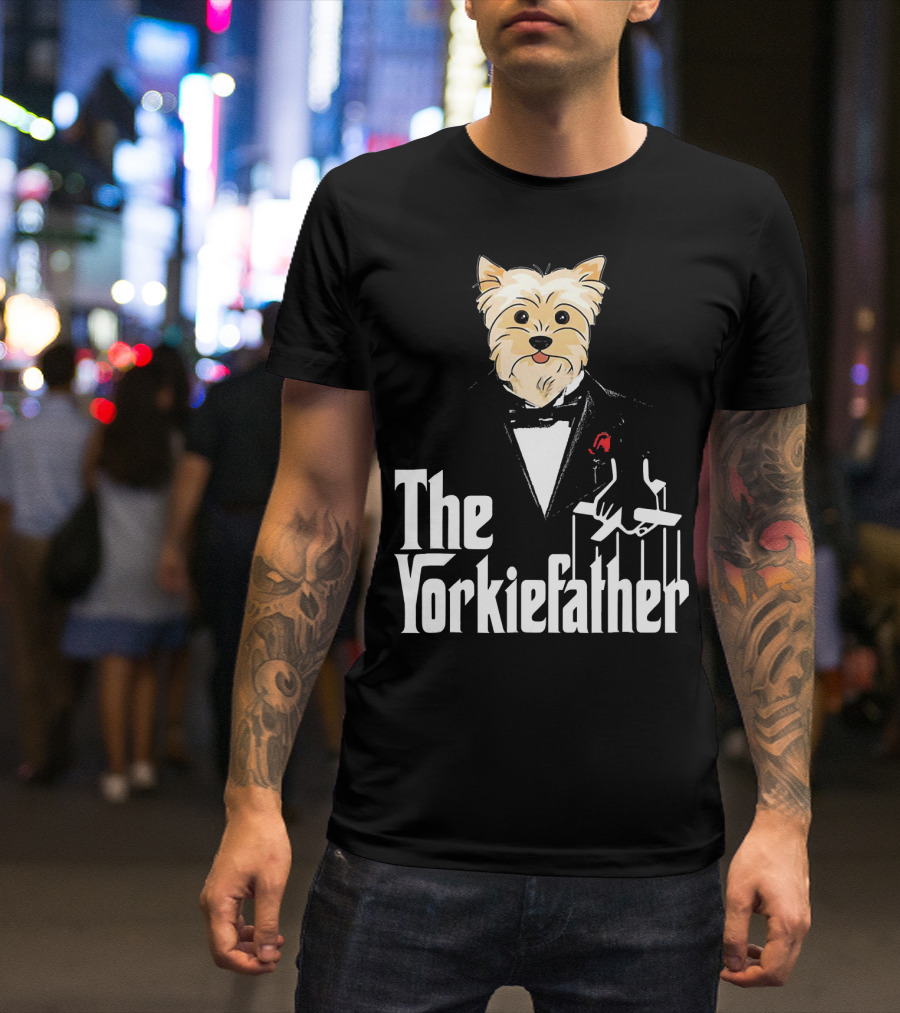 The Yorkiefather Mafia Dog Puppet Tuxedo T-Shirt