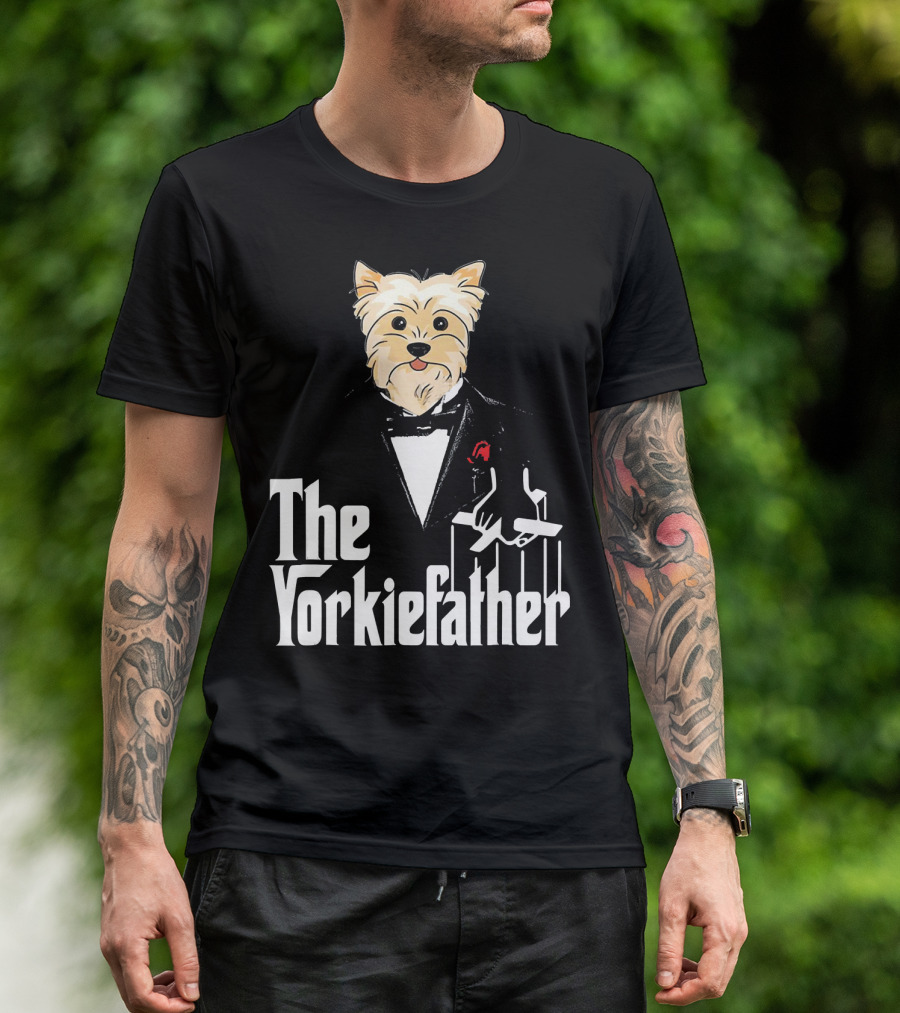 The Yorkiefather Mafia Dog Puppet Tuxedo T-Shirt