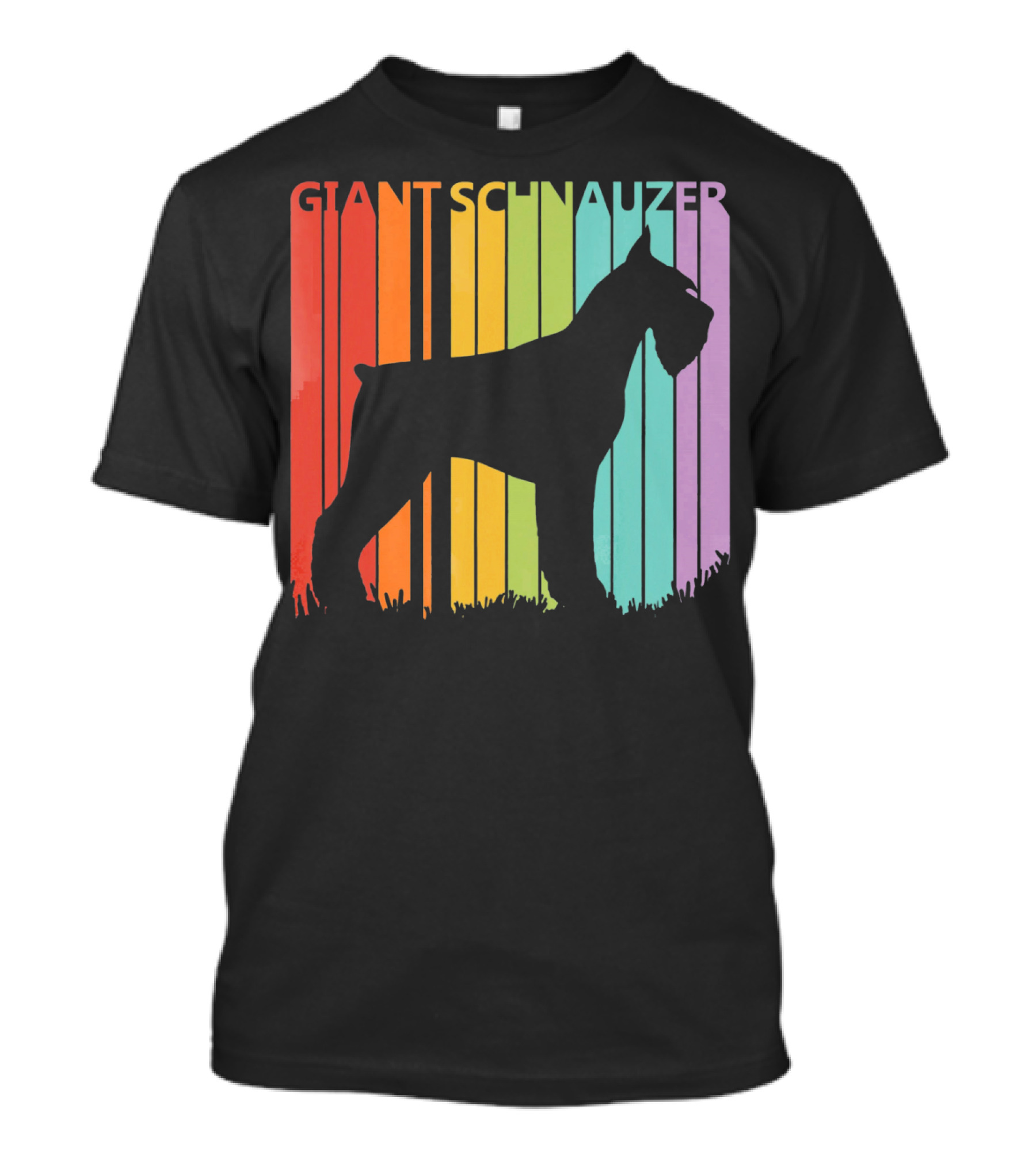 Giant Schnauzer Silhouette Rainbow Stripe Background T-Shirt