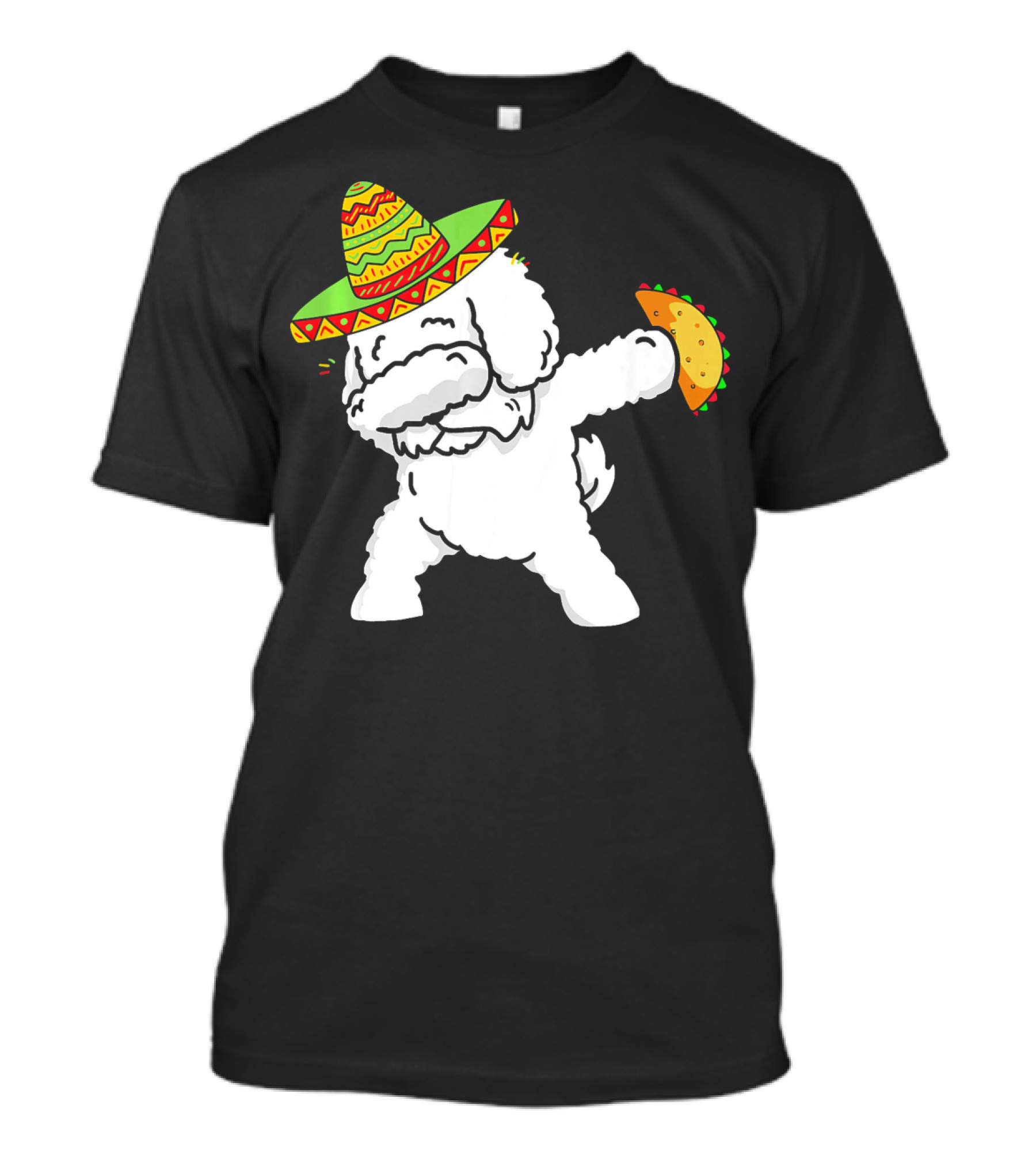 Funny Bichon Frise Dabbing Taco Cinco De Mayo Sombrero T-Shirt