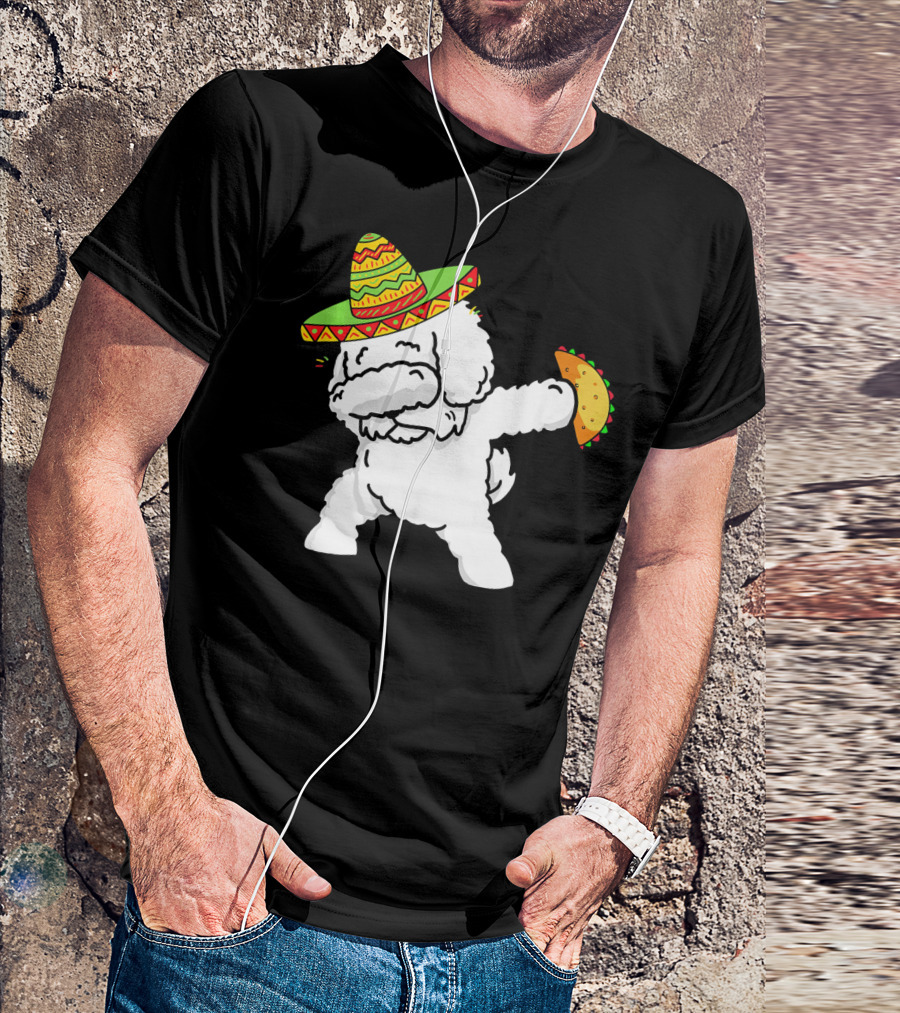 Funny Bichon Frise Dabbing Taco Cinco De Mayo Sombrero T-Shirt