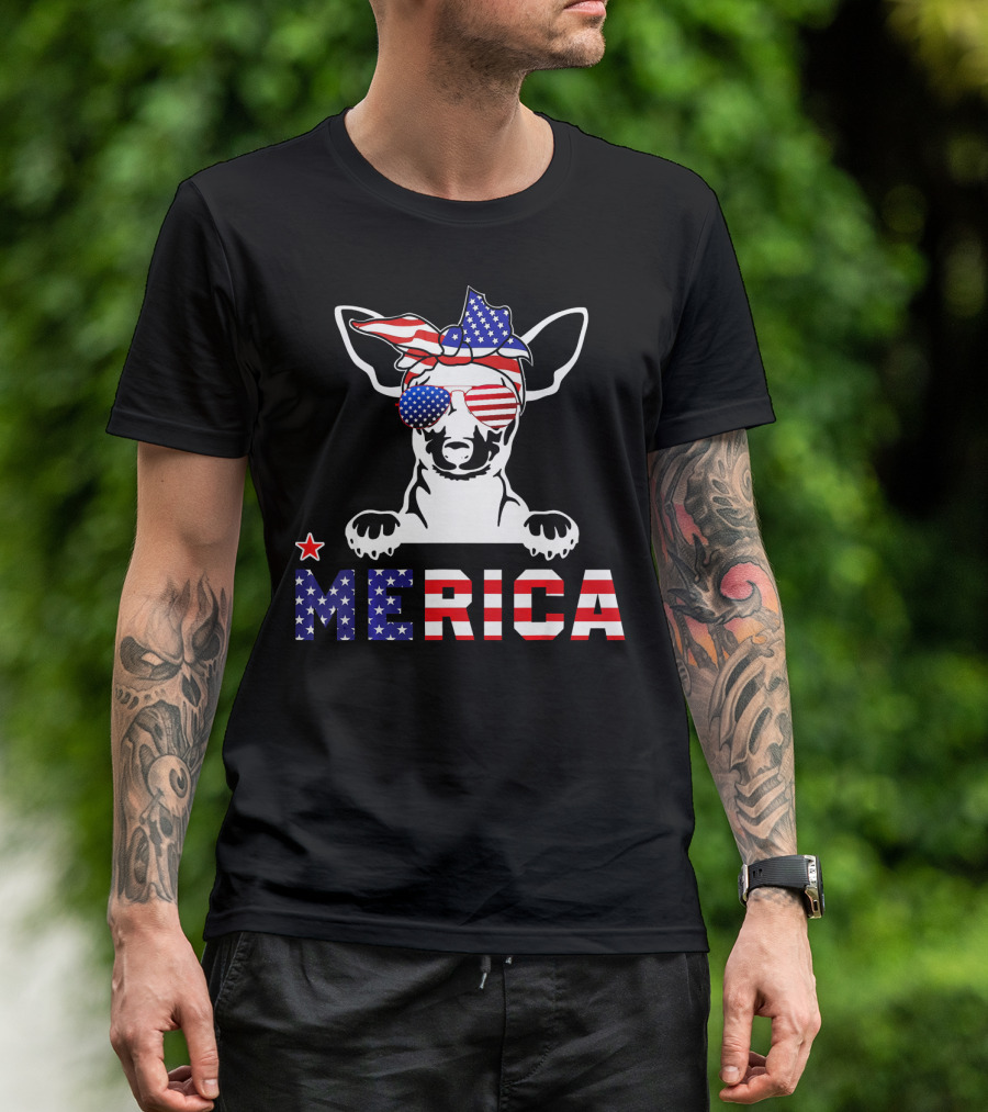 Miniature Pinscher Merica Patriotic USA Flag 4th Of July Dog T-Shirt