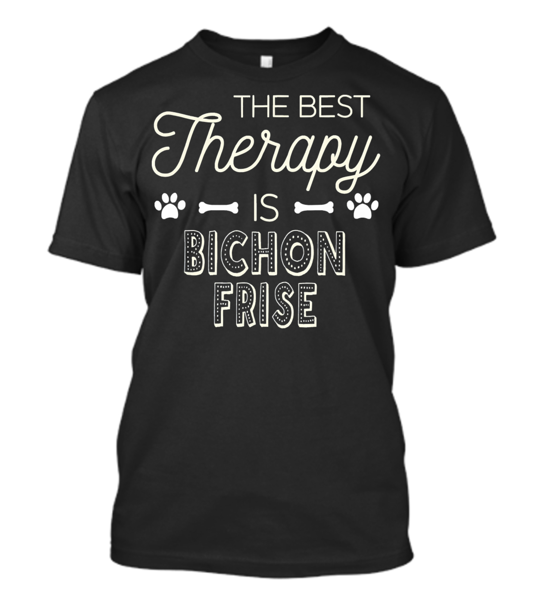 The Best Therapy Is Bichon Frise With Bone And Paw Prints T-Shirt