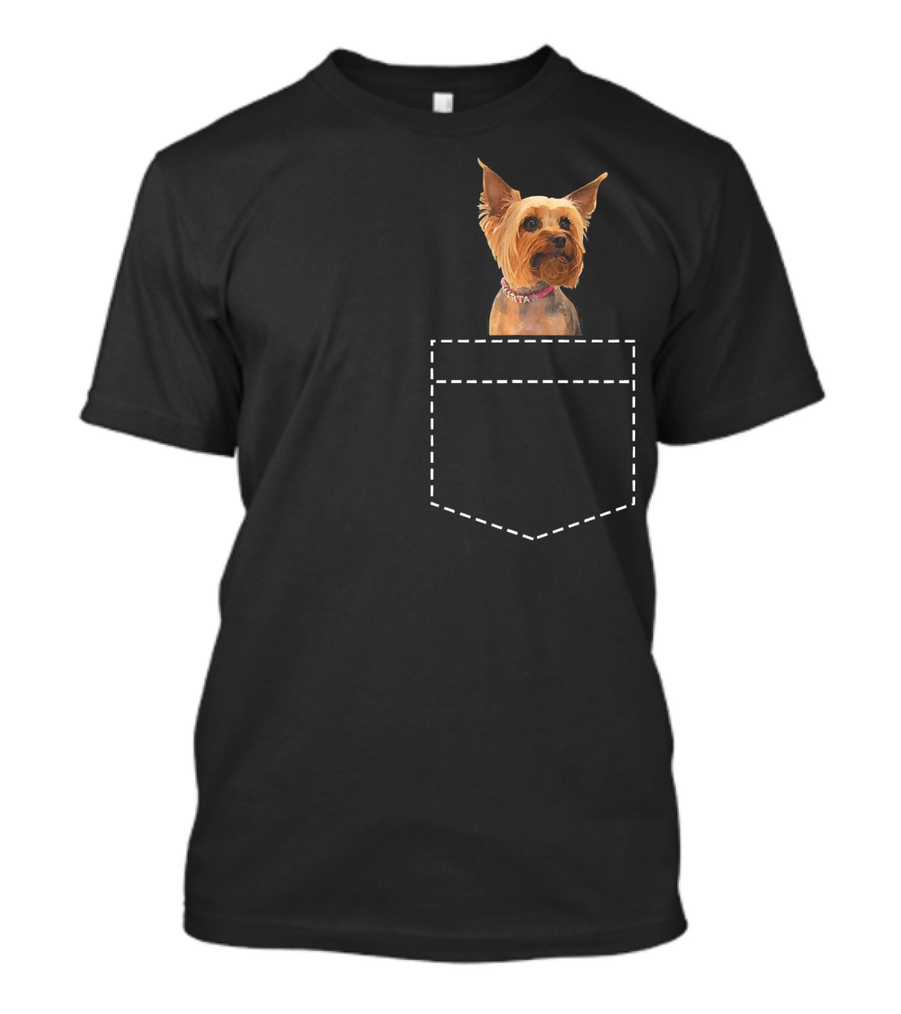 Yorkie In Pocket Yorkshire Terrier Dog Head Emerging T-Shirt