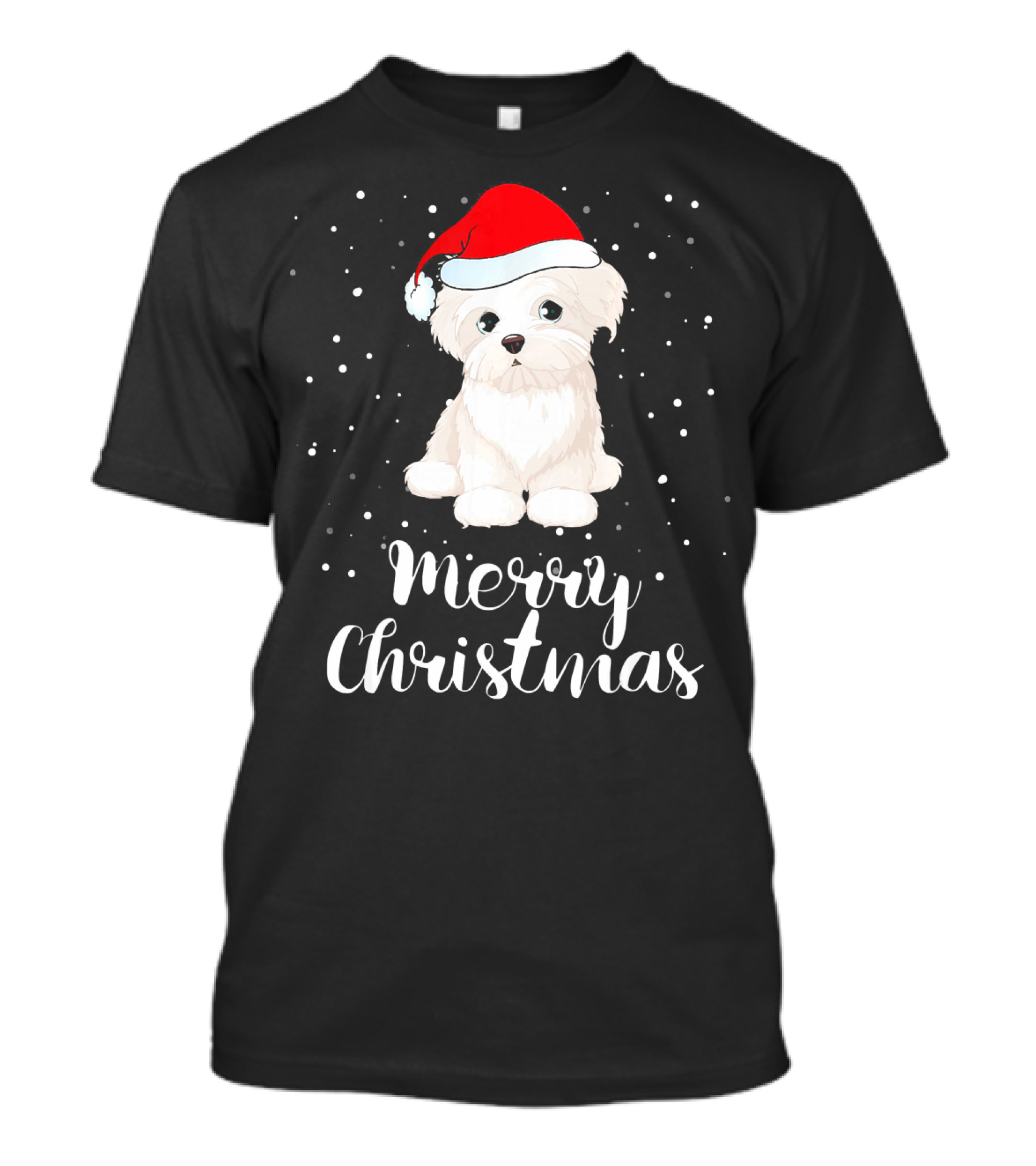 Merry Christmas Bichon Frise In Santa Hat T-Shirt