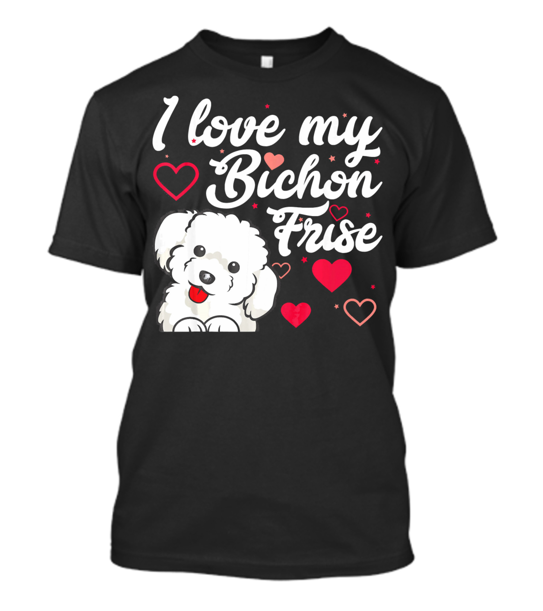 I Love My Bichon Frise Hearts And Cute Dog T-Shirt