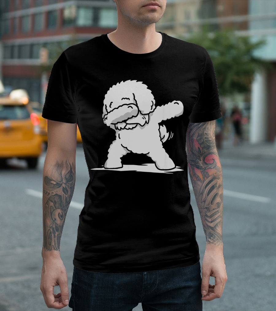 Dabbing Bichon Frise Dog Cartoon Fun T-Shirt