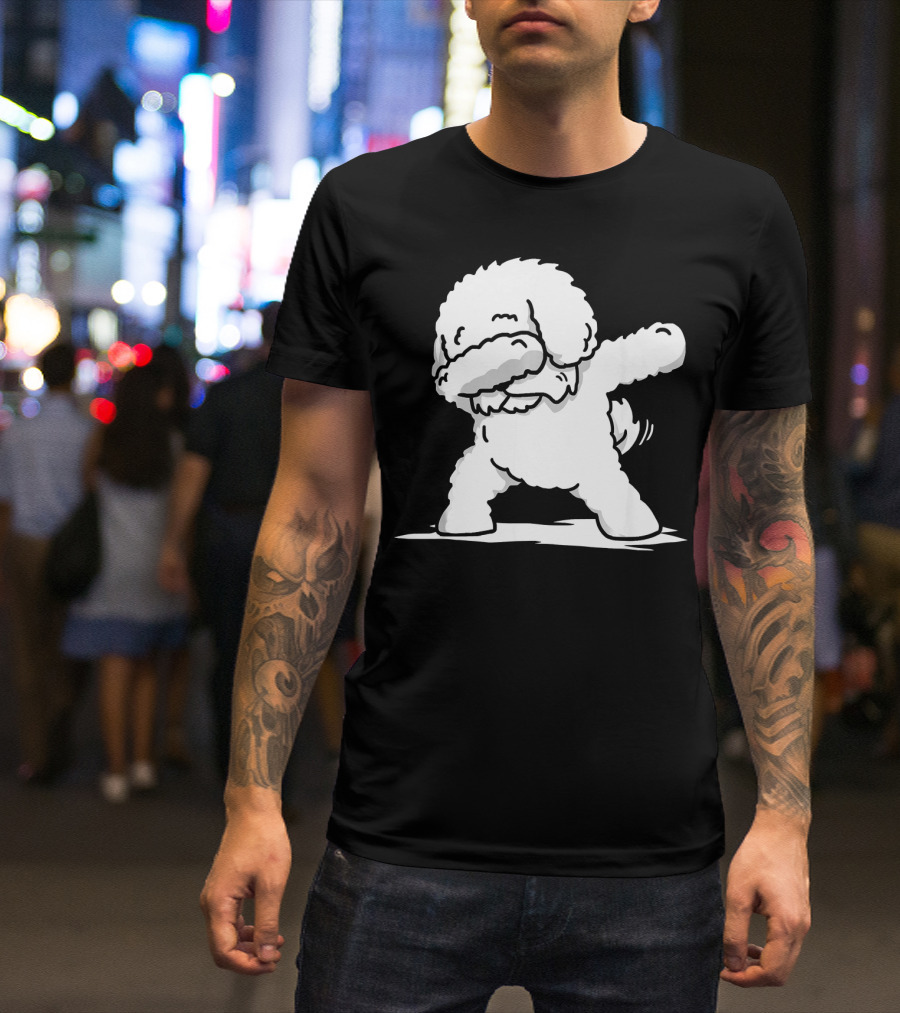 Dabbing Bichon Frise Dog Cartoon Fun T-Shirt