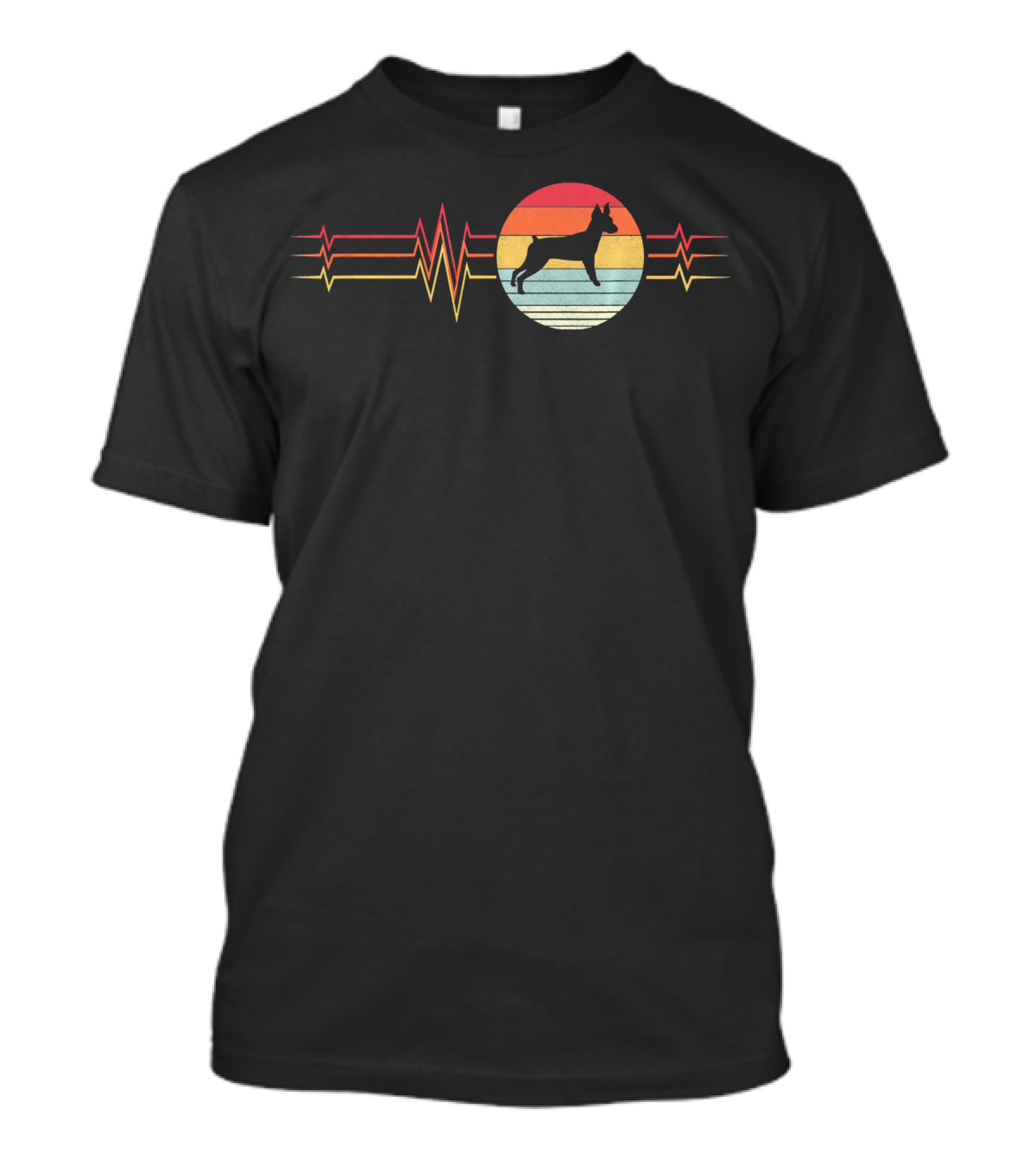 Retro Heartbeat Miniature Pinscher Dog Vintage Sunset T-Shirt