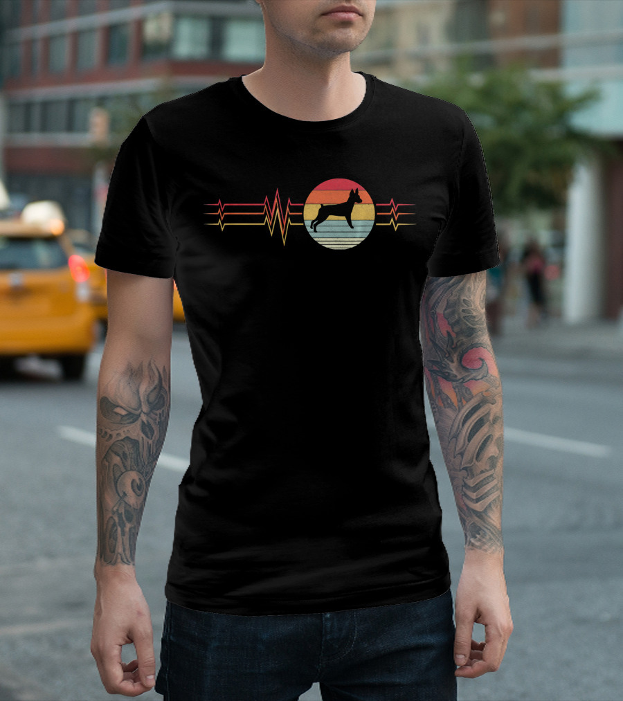 Retro Heartbeat Miniature Pinscher Dog Vintage Sunset T-Shirt