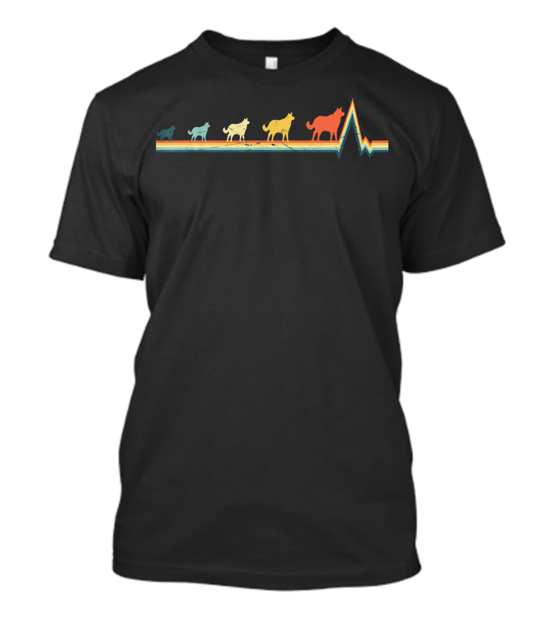 Heartbeat Retro Border Collie Dog T-Shirt