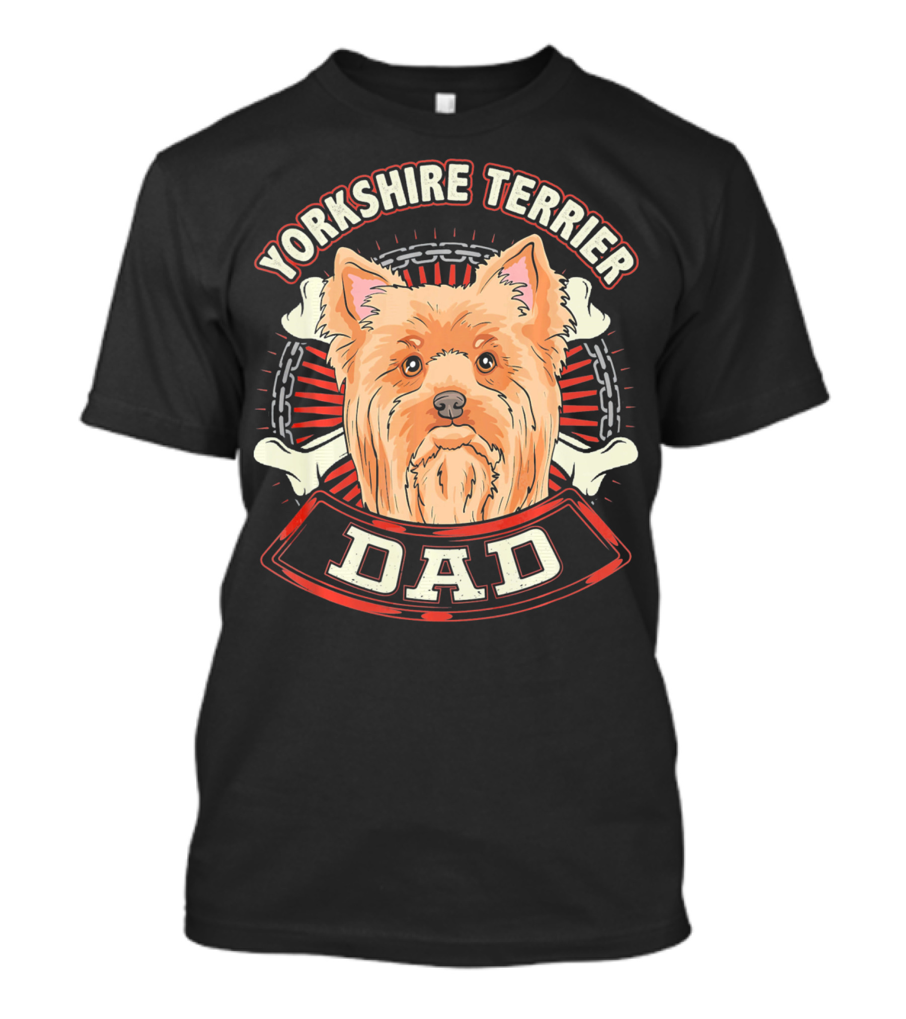 Yorkshire Terrier Dad Yorkie Bone Chain T-Shirt