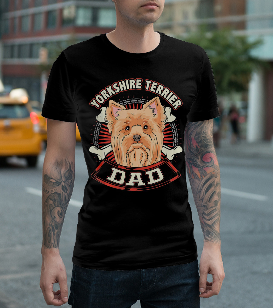 Yorkshire Terrier Dad Yorkie Bone Chain T-Shirt