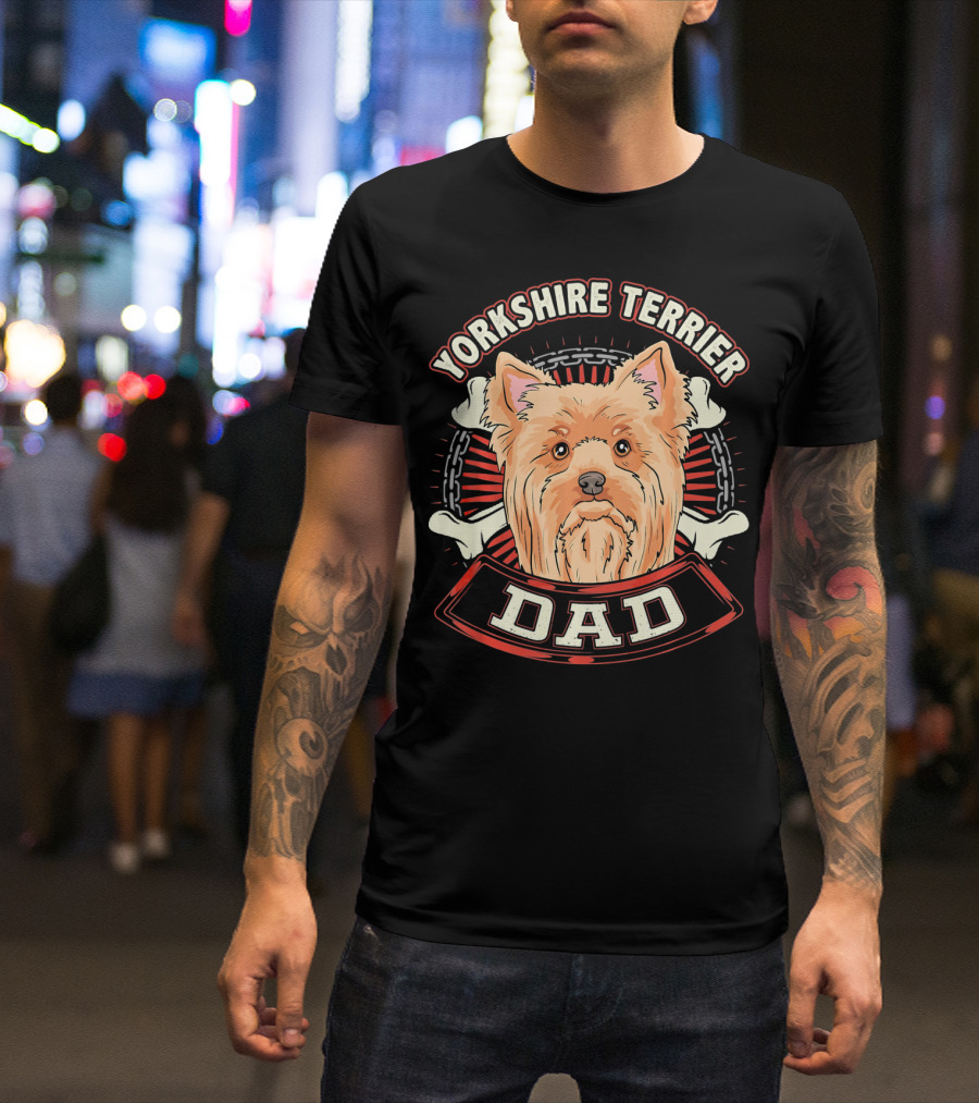 Yorkshire Terrier Dad Yorkie Bone Chain T-Shirt