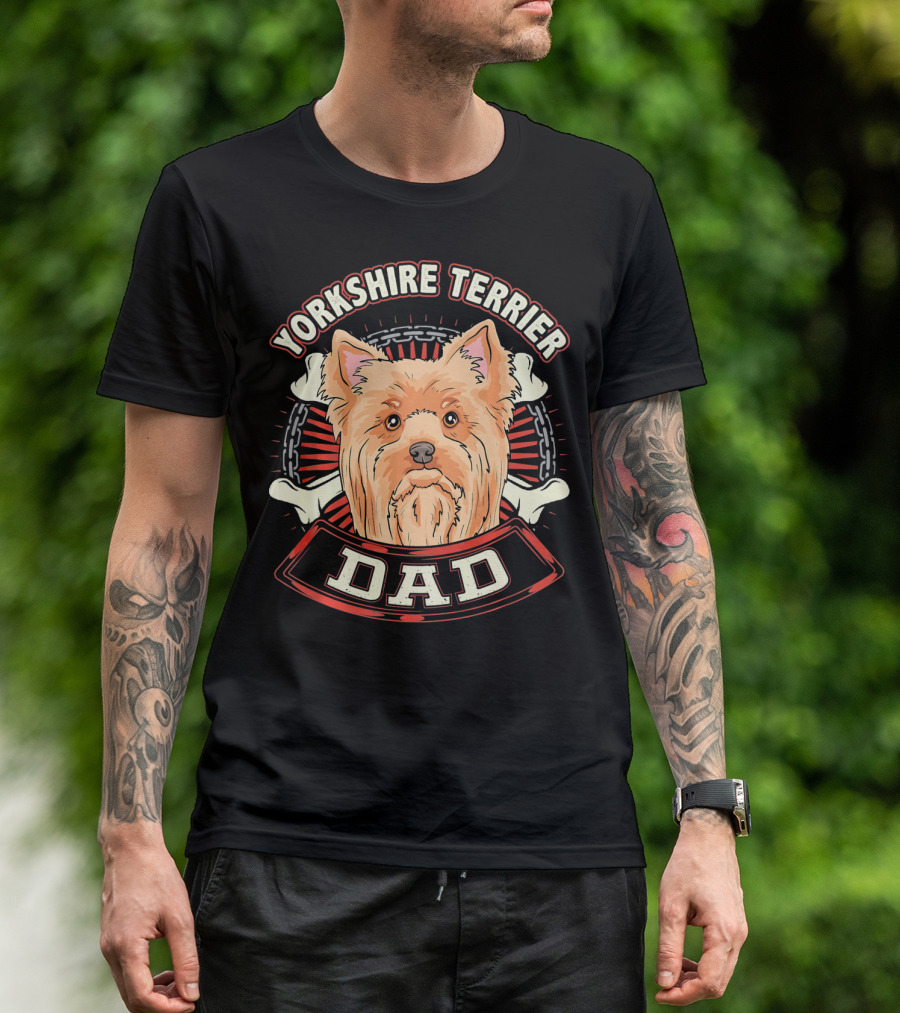 Yorkshire Terrier Dad Yorkie Bone Chain T-Shirt