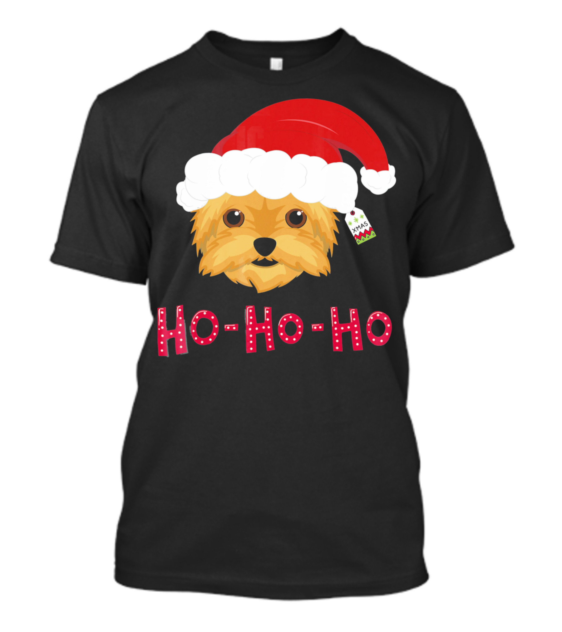 Yorkshire Terrier With Santa Hat Ho Ho Ho Xmas T-Shirt