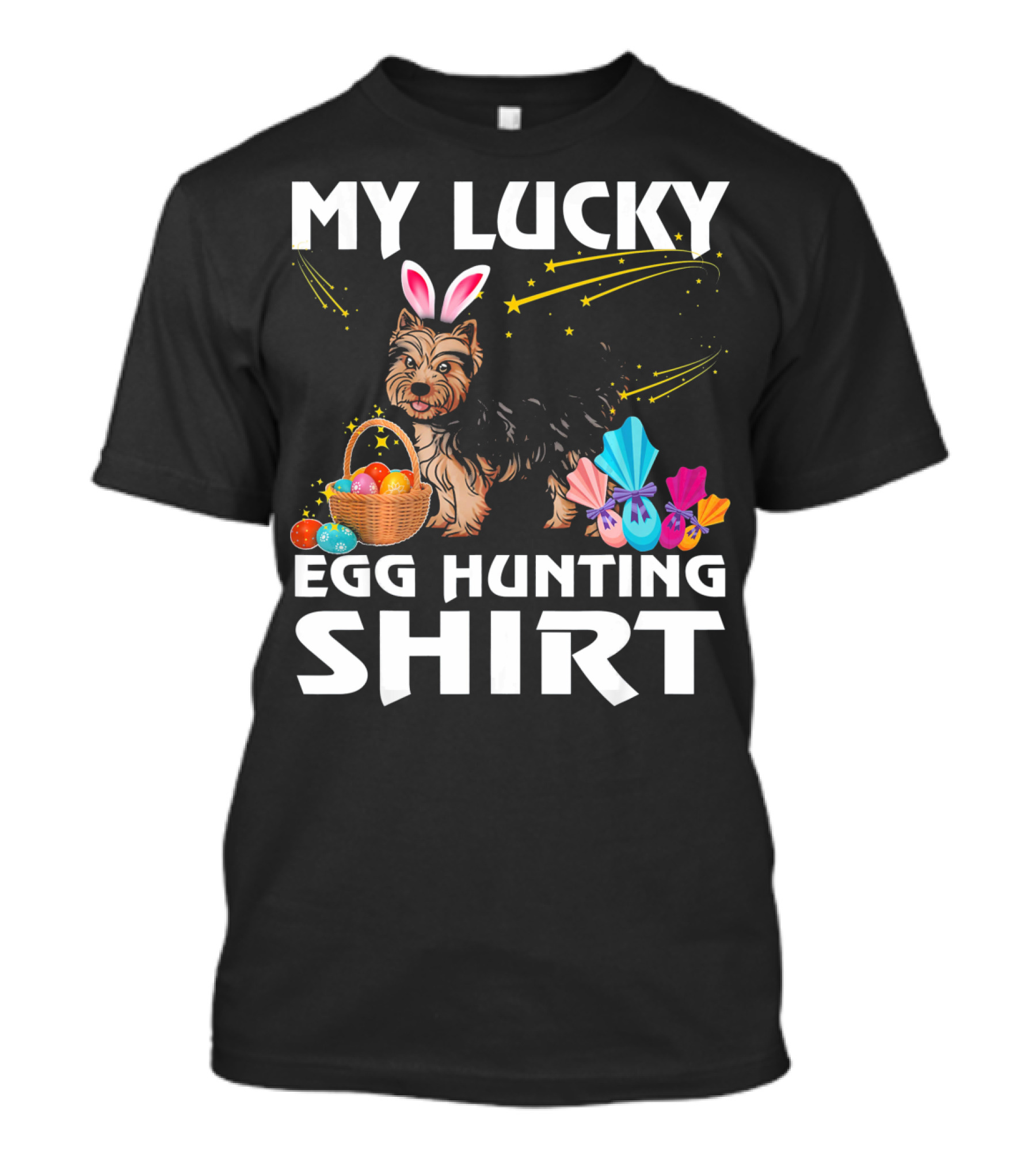 My Lucky Egg Hunting Shirt Yorkshire Terrier Dog Bunny T-Shirt