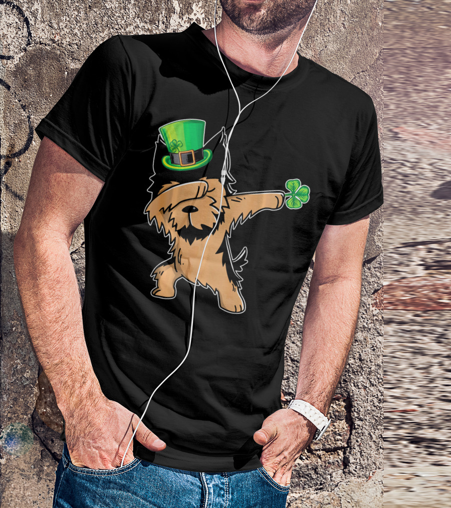 Yorkshire Terrier Dabbing Dance With Shamrock Hat And Clover T-Shirt