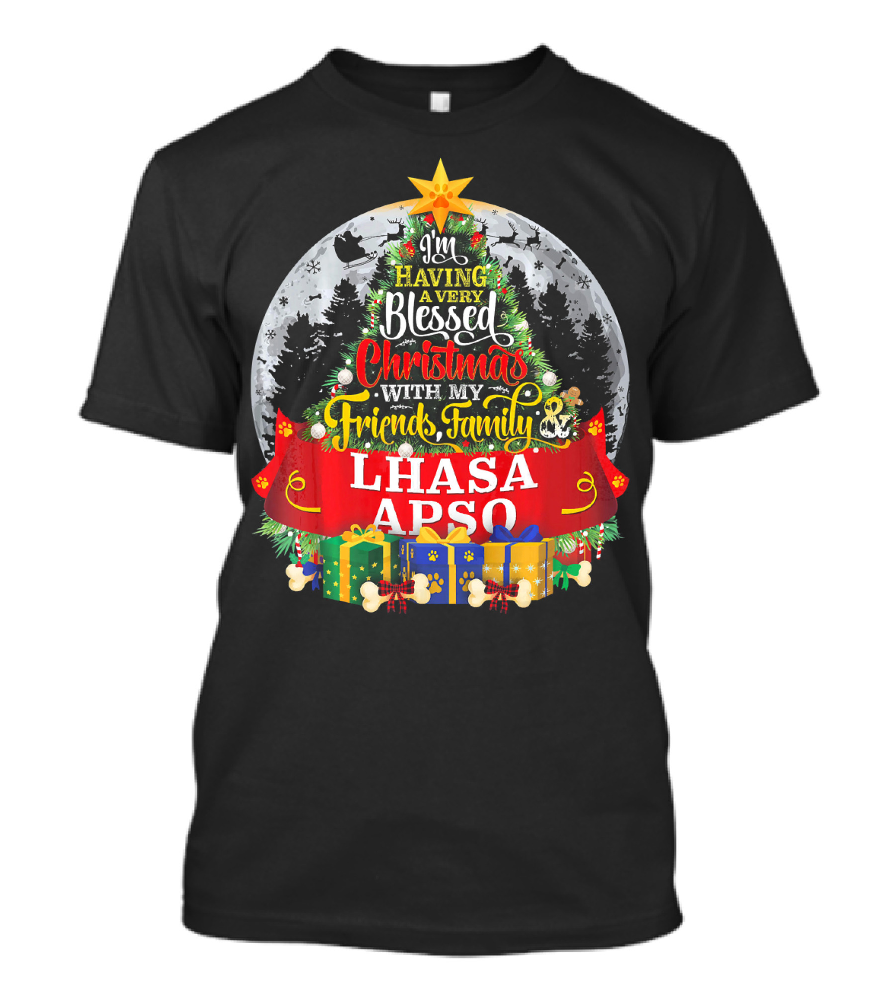 I'm Having A Very Blessed Christmas With My Friends Family Lhasa Apso T-Shirt