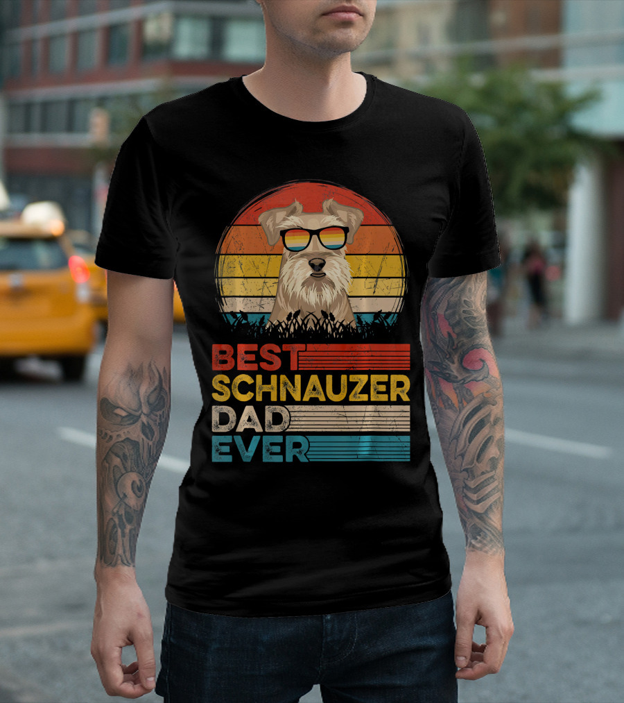 Best Schnauzer Dad Ever Vintage Retro Dog T-Shirt