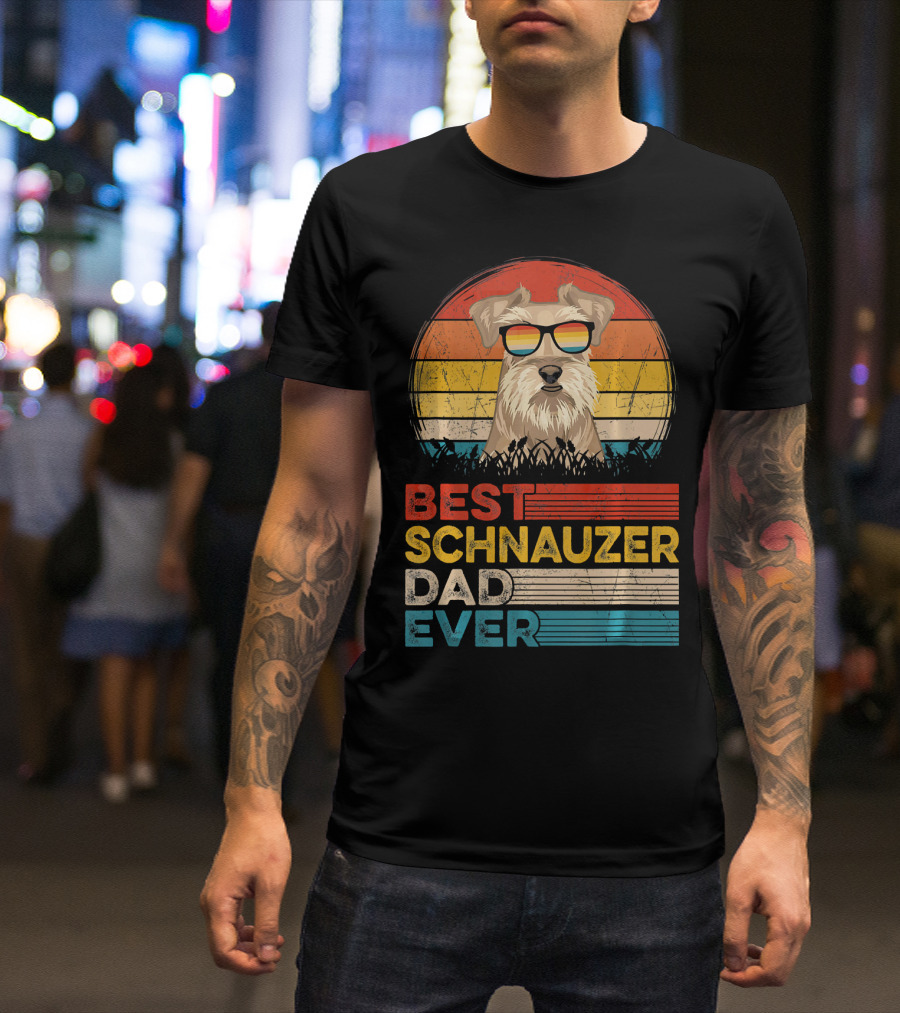 Best Schnauzer Dad Ever Vintage Retro Dog T-Shirt
