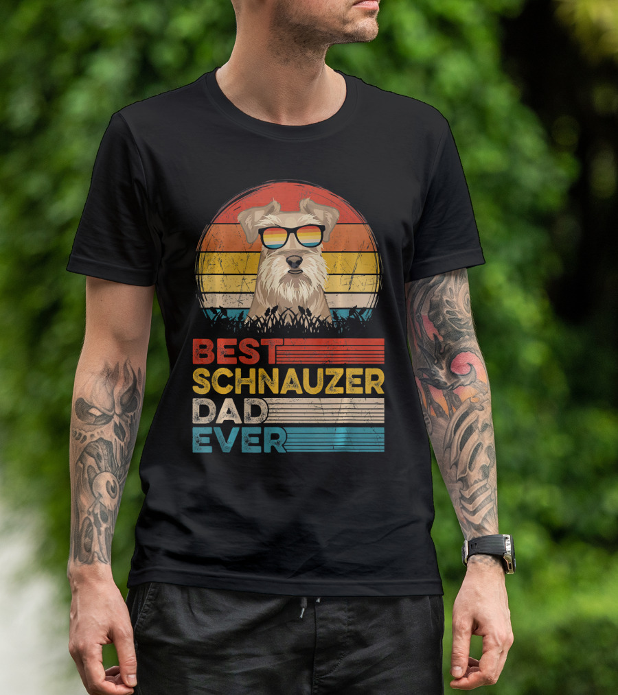 Best Schnauzer Dad Ever Vintage Retro Dog T-Shirt