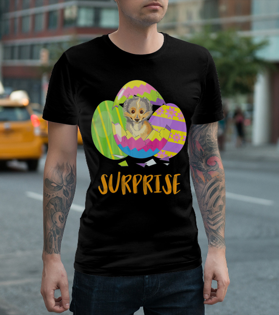 Surprise Cute Sheltie Bunny Funny Easter T-Shirt