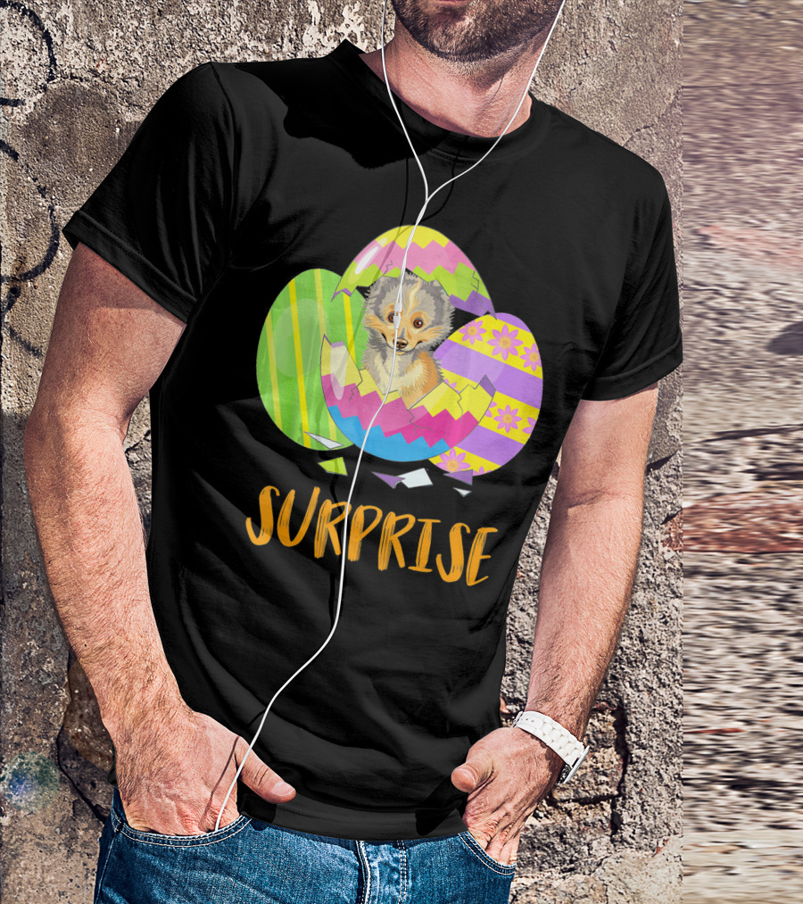 Surprise Cute Sheltie Bunny Funny Easter T-Shirt