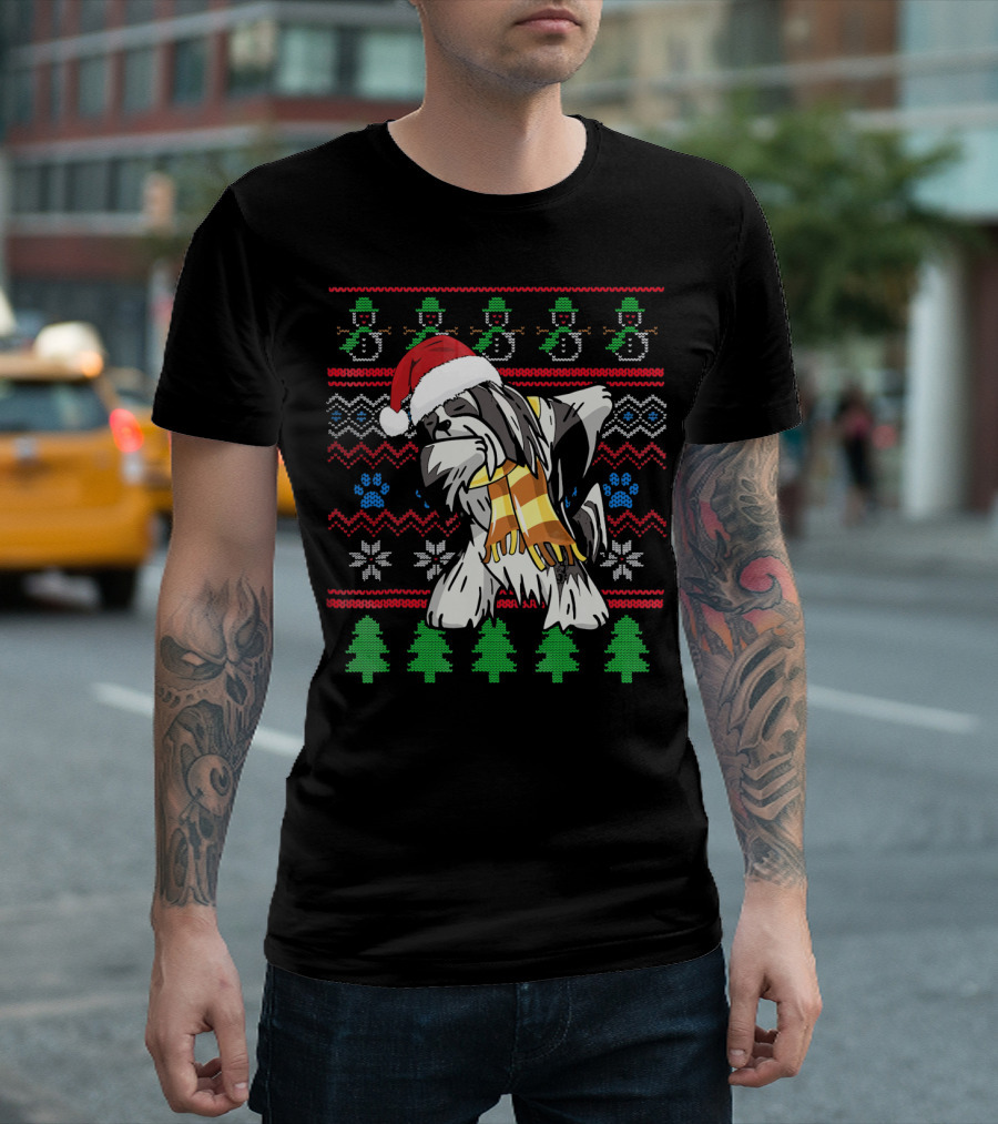 Lhasa Apso Dabbing Christmas Santa UglyStyl T-Shirt