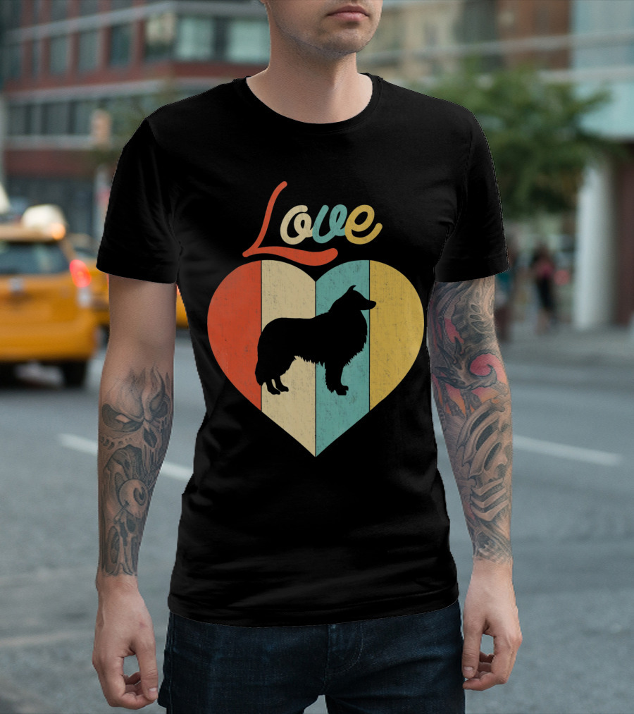 Love Sheltie Vintage Retro Heart T-Shirt