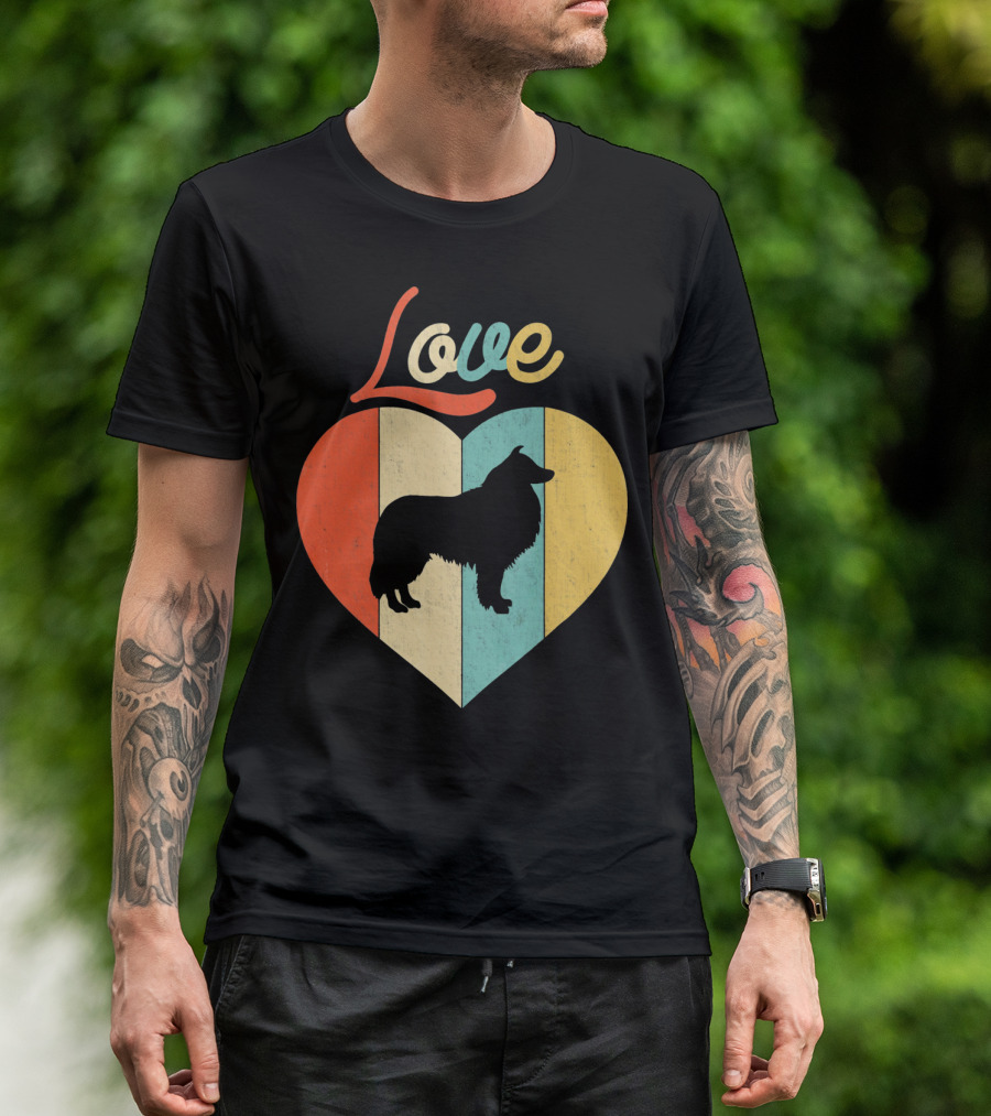 Love Sheltie Vintage Retro Heart T-Shirt