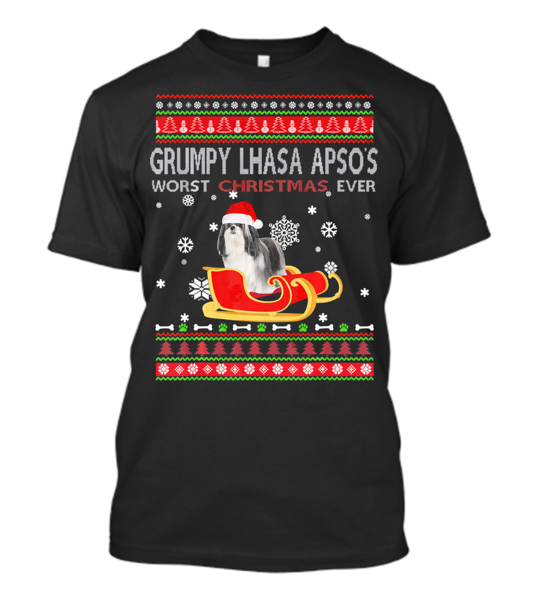 Grumpy Lhasa Apso's Worst Christmas Ever T-Shirt