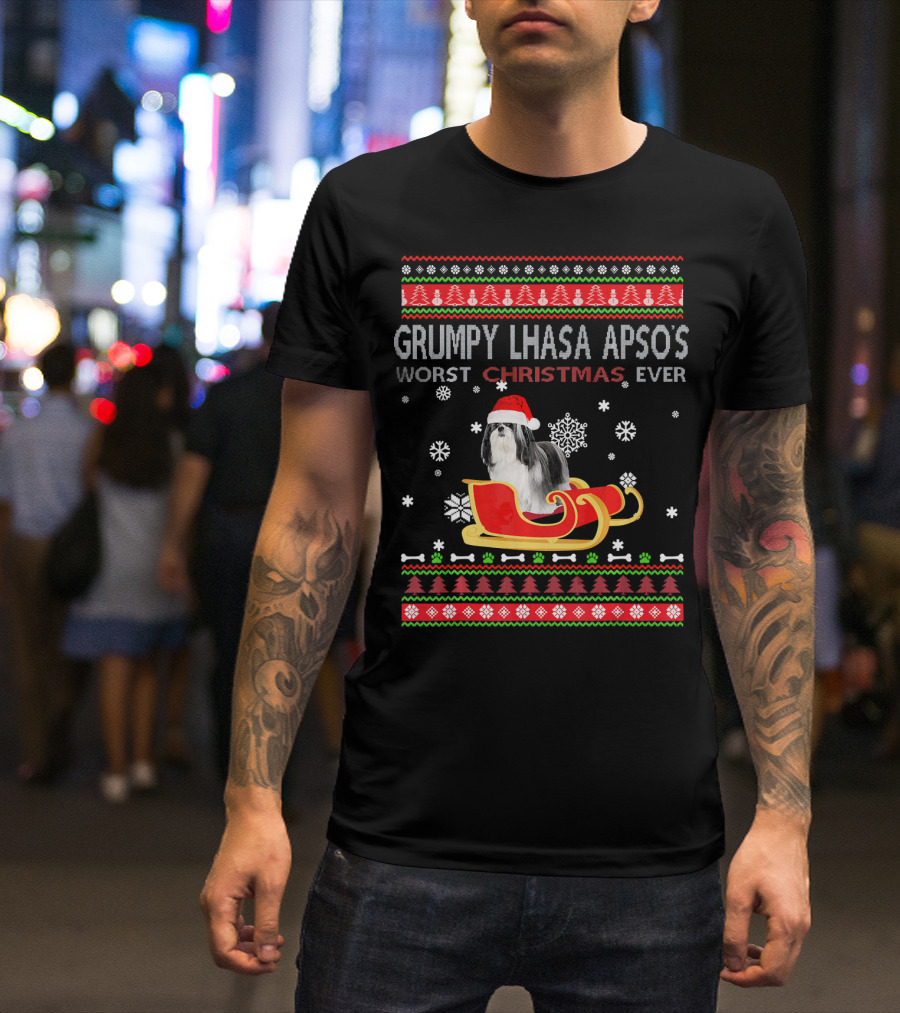 Grumpy Lhasa Apso's Worst Christmas Ever T-Shirt