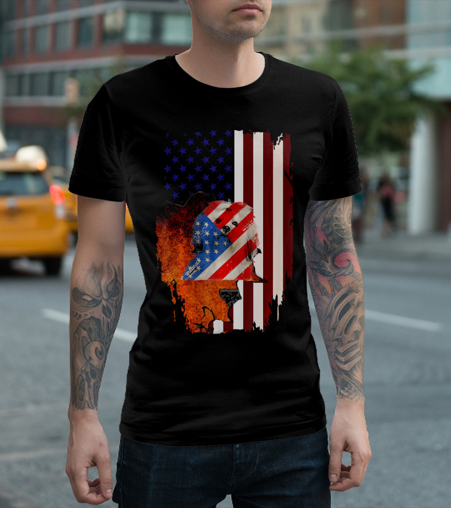 Lhasa Apso American Flag Patriotic 4th of July Veteran T-Shirt